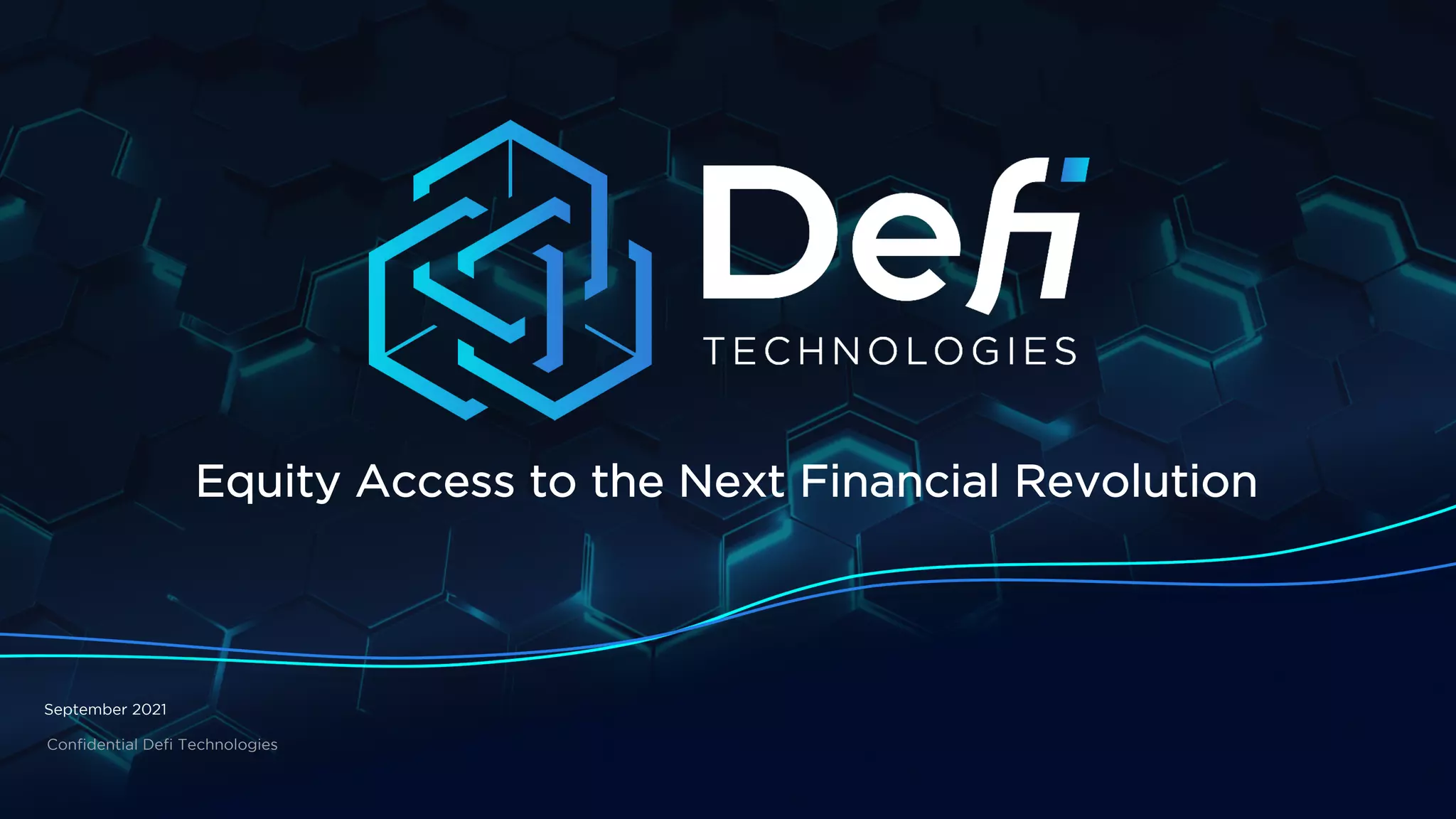 Cover slide of the DeFi Technologies pitch deck — Public (NEO:DEFI) 2021