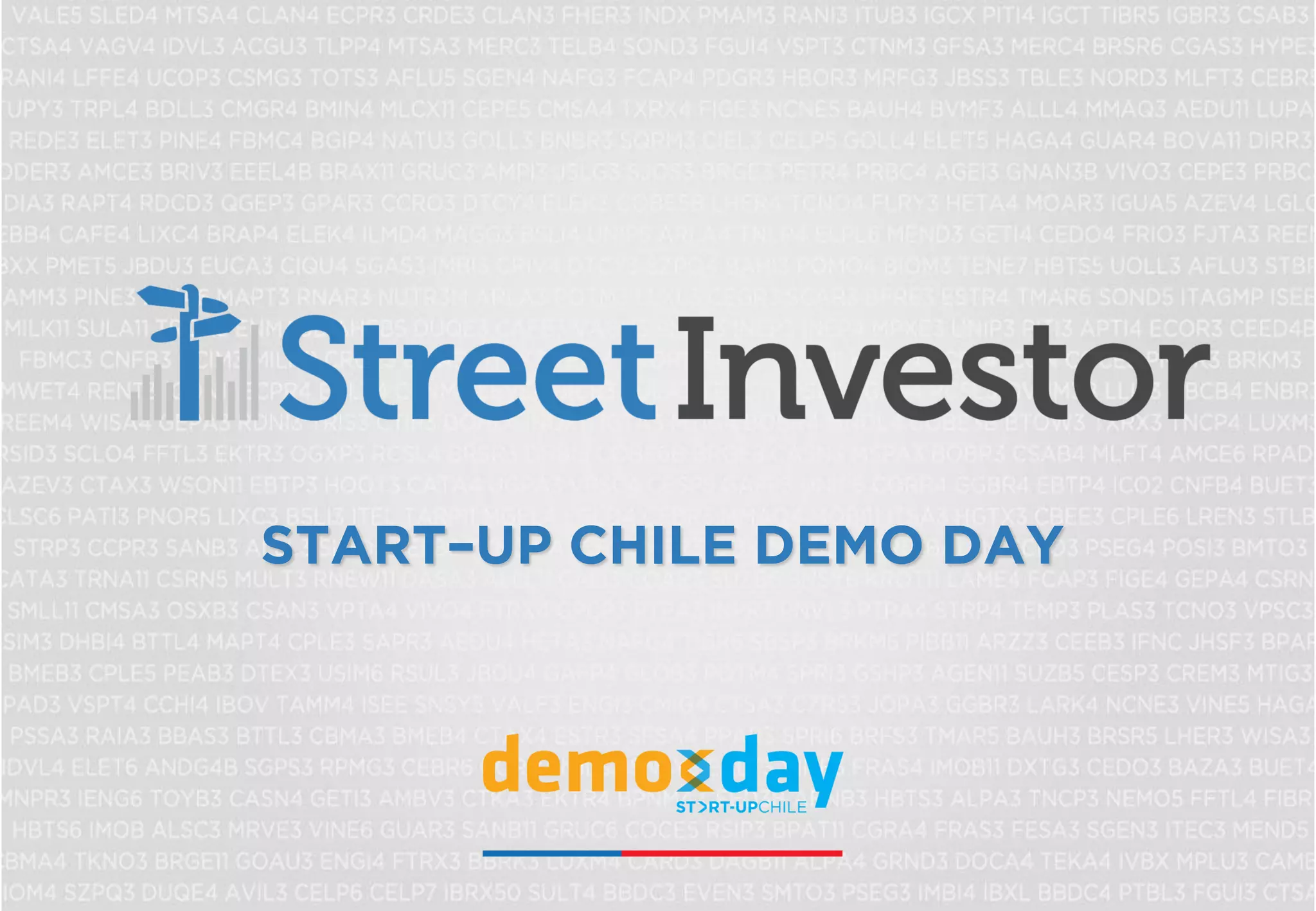Cover slide of the Street Investor (Bússola do Investidor) pitch deck — Seed / Demo Day 2012