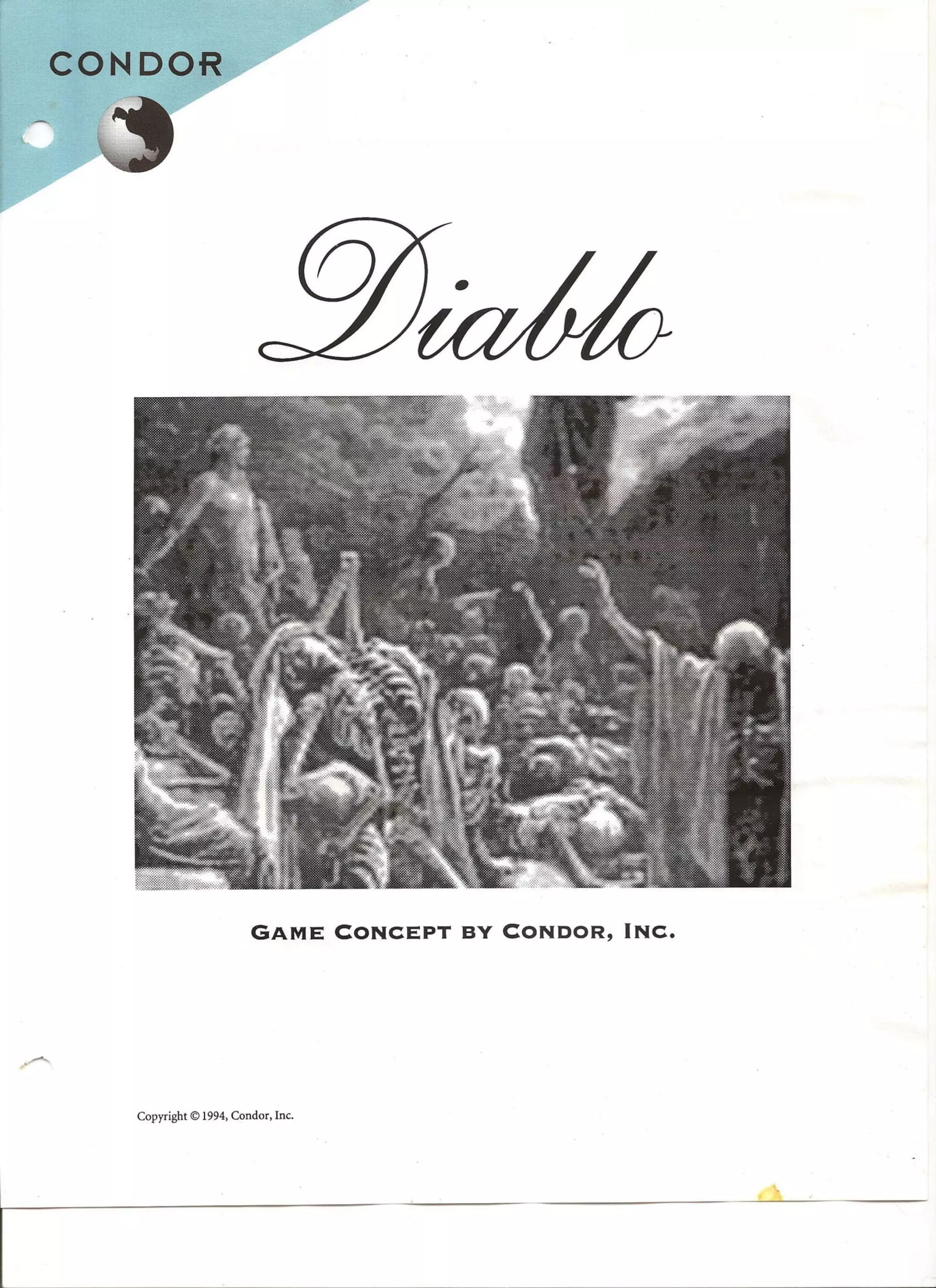 Cover slide of the Condor, Inc. (Diablo) pitch deck — Seed / Concept 1994