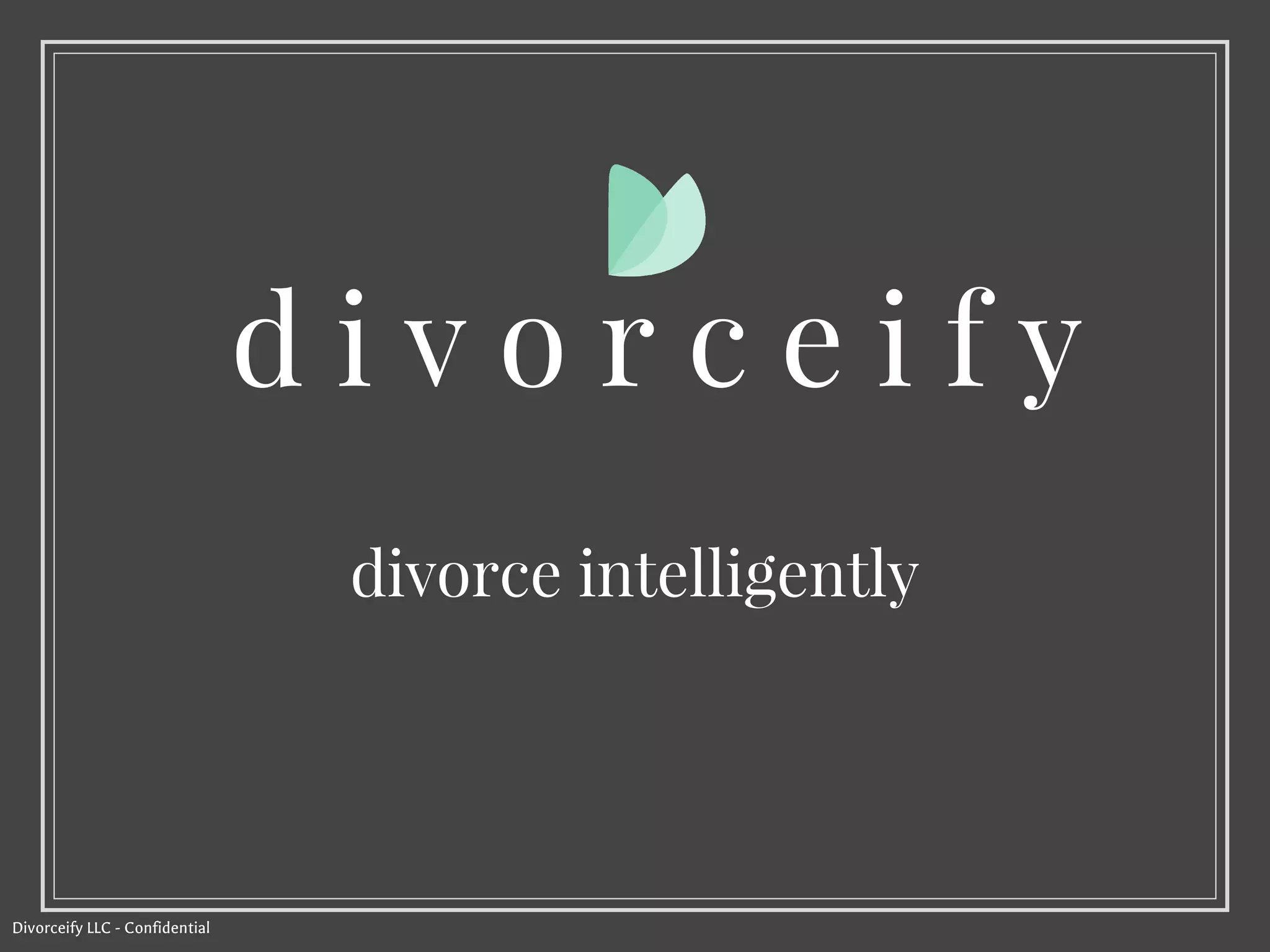 Cover slide of the Divorceify pitch deck — Seed