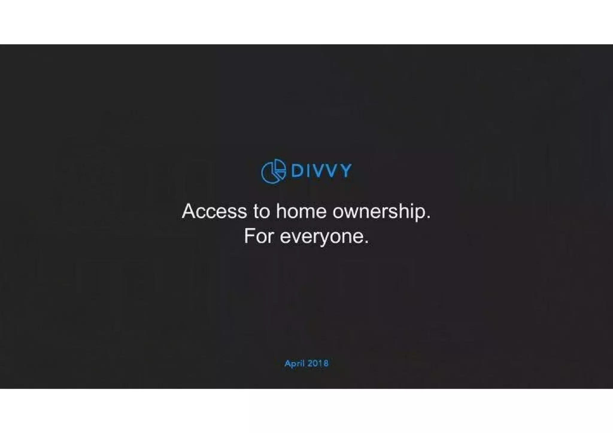 Cover slide of the Divvy pitch deck — 2018