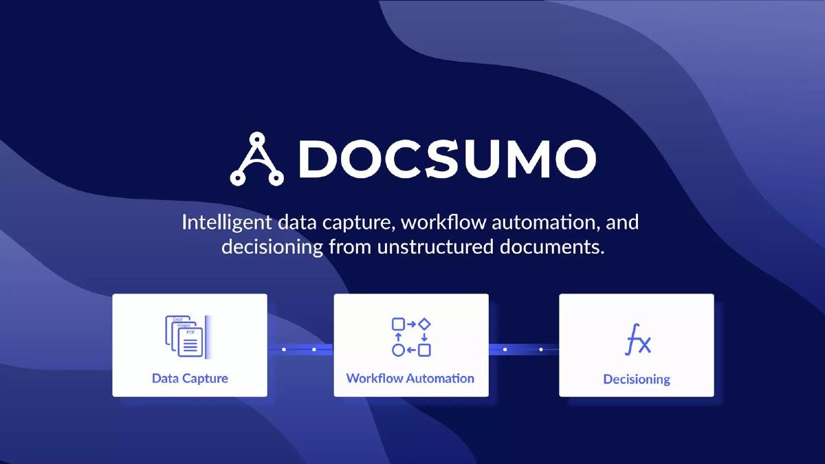 Cover slide of the Docsumo pitch deck — Seed 2022