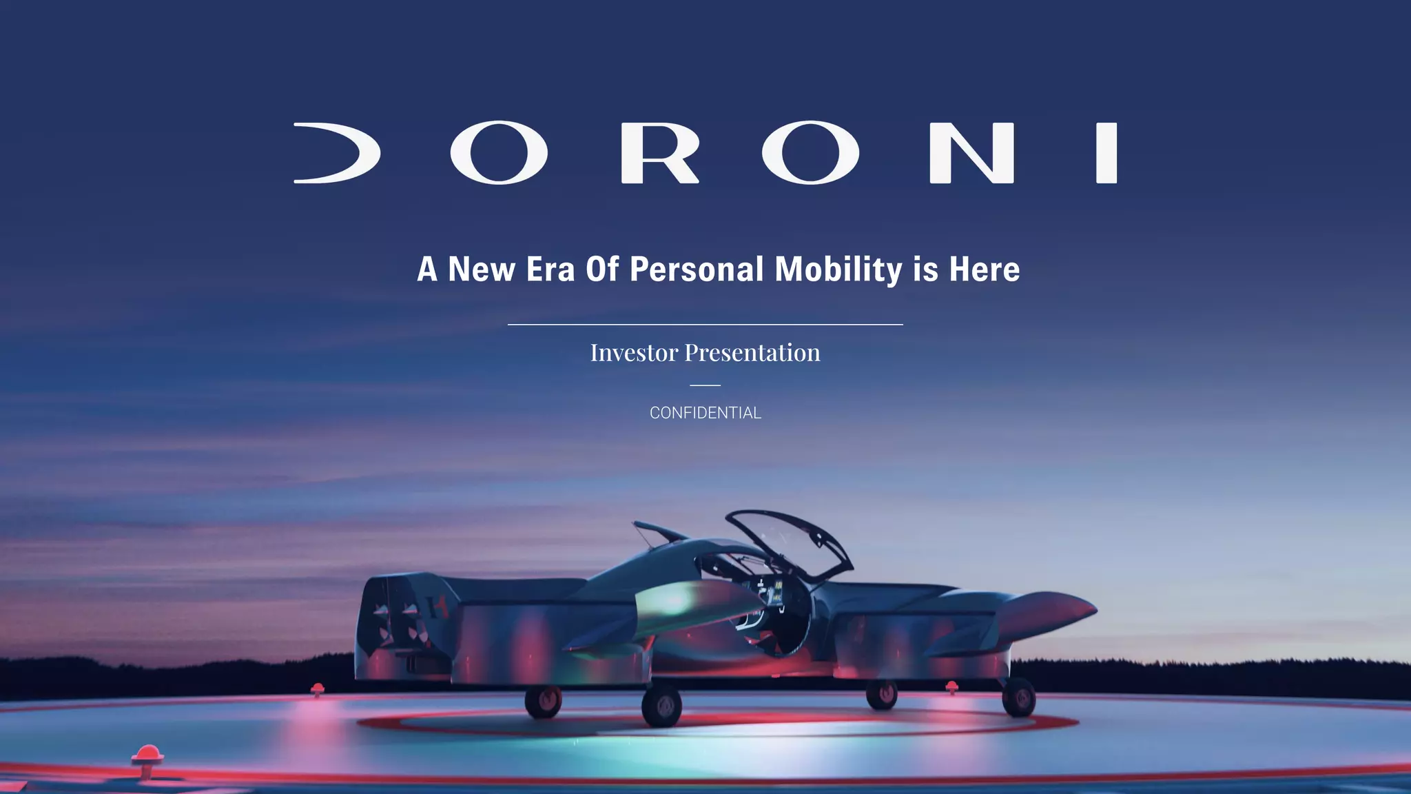 Cover slide of the Doroni pitch deck