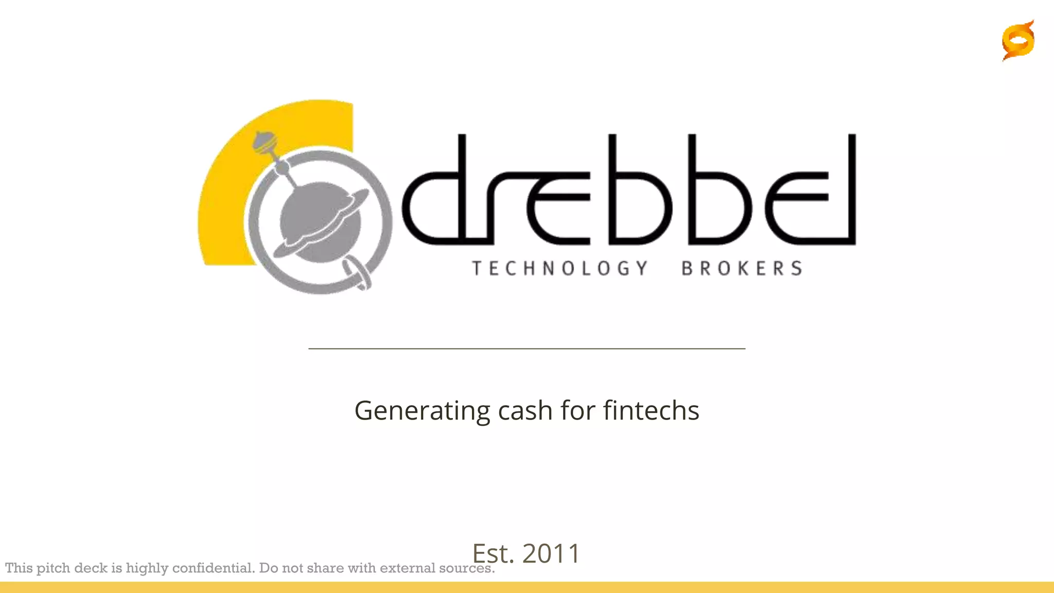 Cover slide of the Drebbel Byrssa Market Pitch Deck Teardown pitch deck