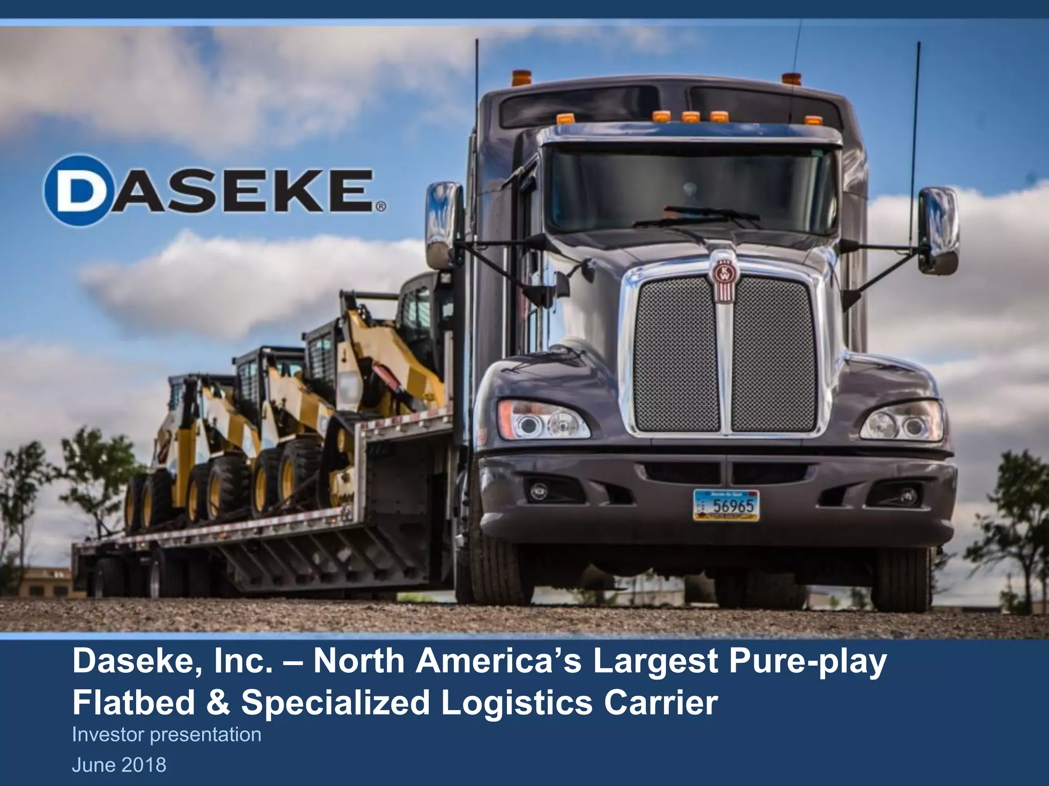 Cover slide of the Daseke, Inc. pitch deck — Public (Post-Listing) 2018