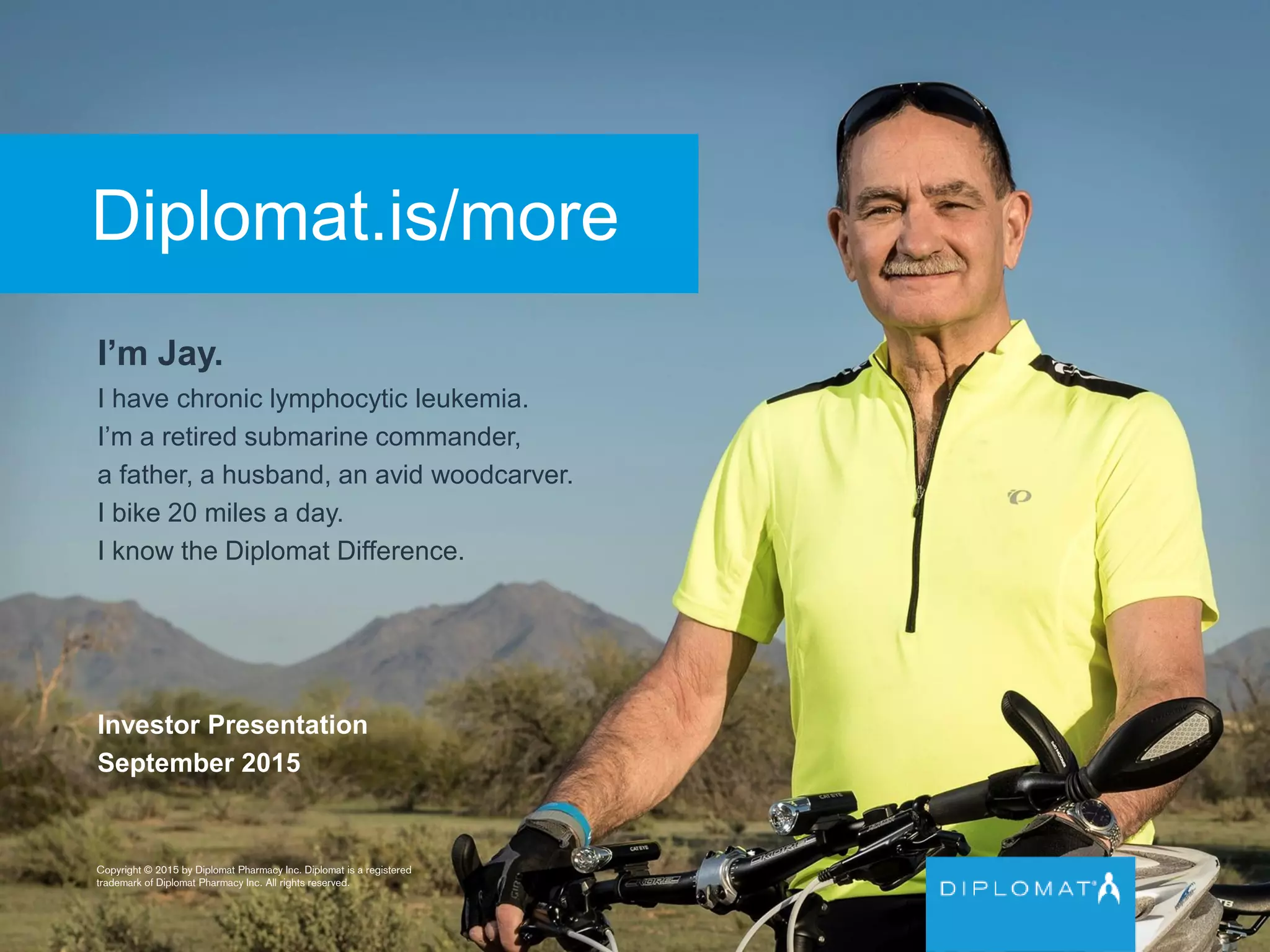 Cover slide of the Diplomat Pharmacy Inc. pitch deck — 2015