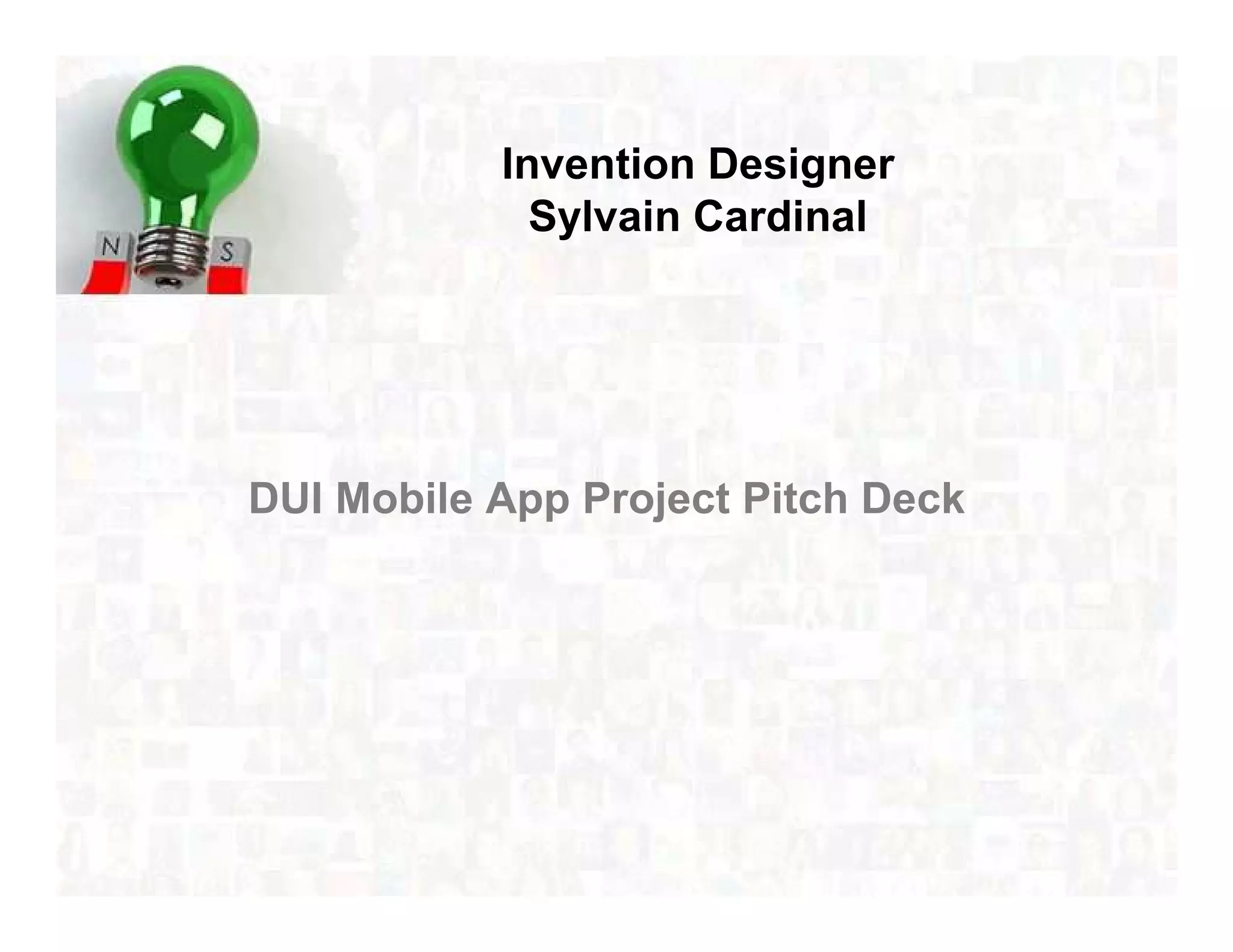 Cover slide of the dui app pitch deck — Pre-Seed 2016