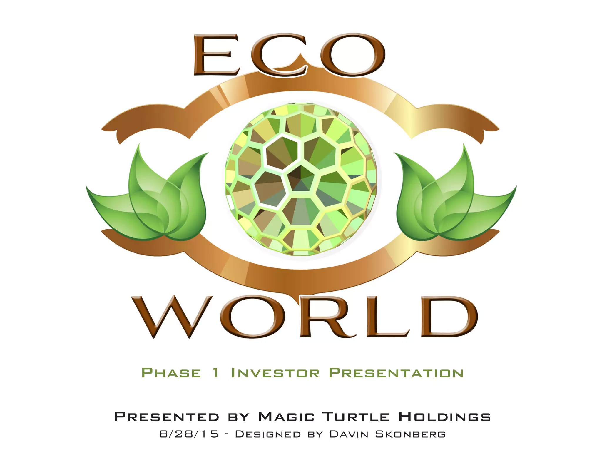 Cover slide of the Eco World pitch deck — Phase 1 / Concept 2015