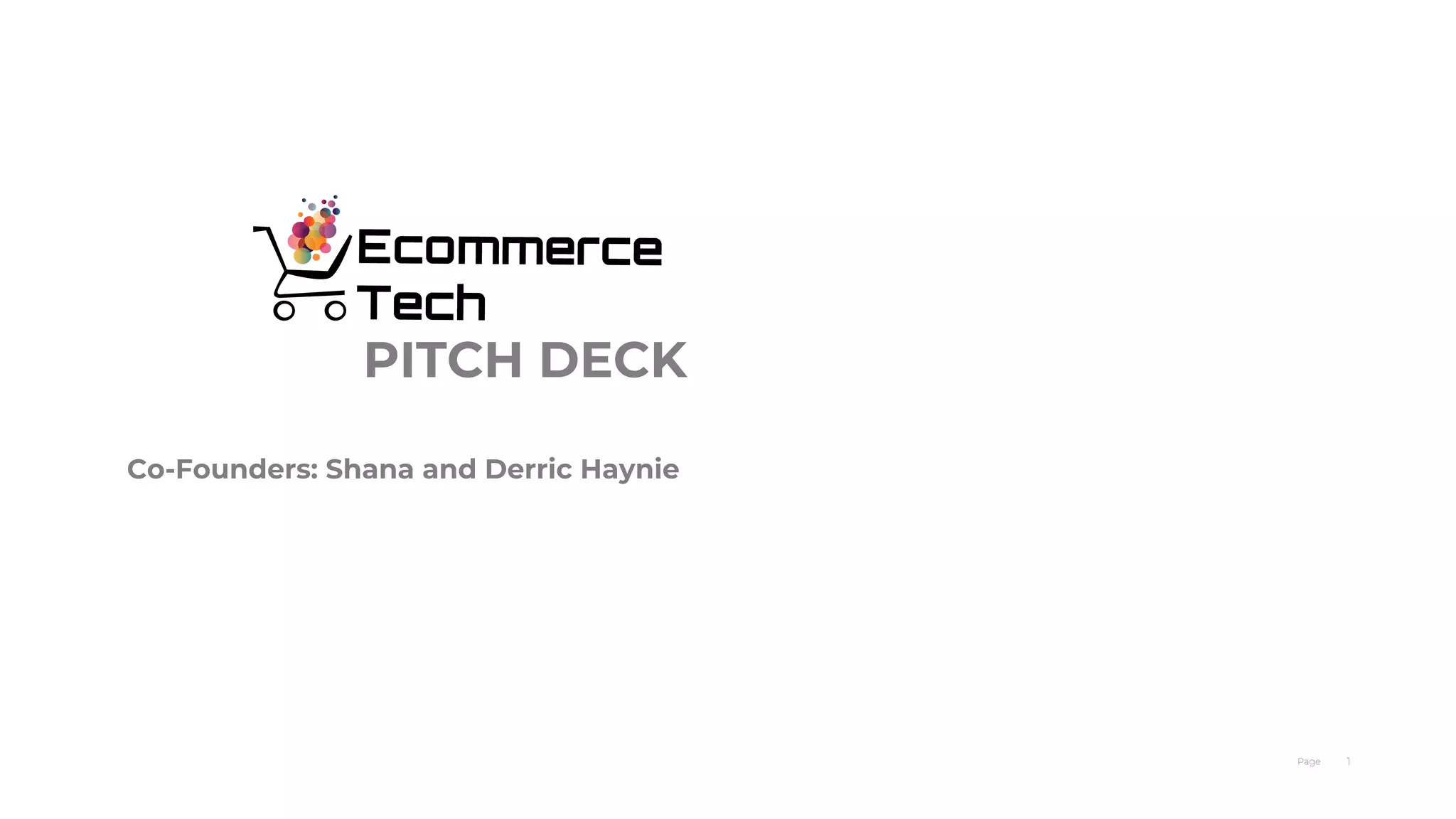 Cover slide of the Ecommerce Technology pitch deck