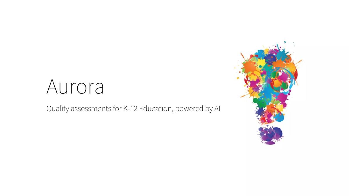 Cover slide of the Aurora pitch deck — Seed 2019