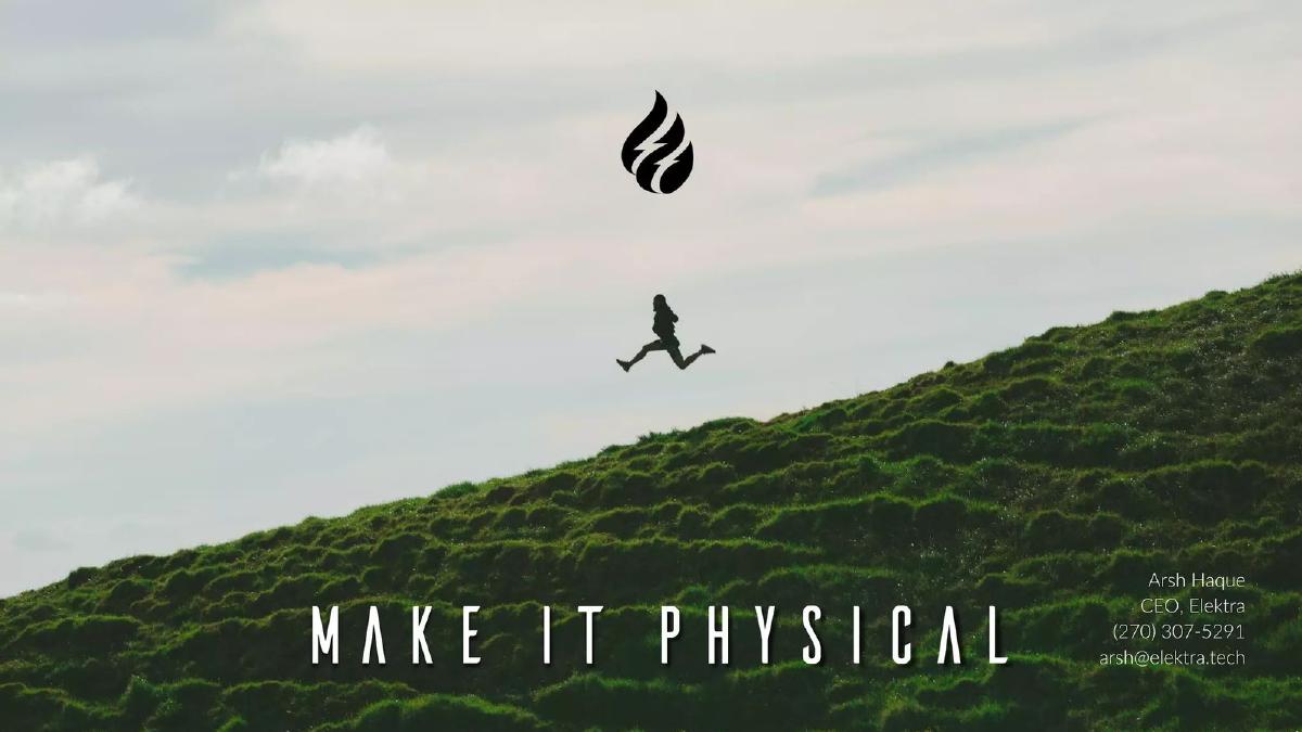 Cover slide of the Elektra Public pitch deck — Seed / Early Stage 2017