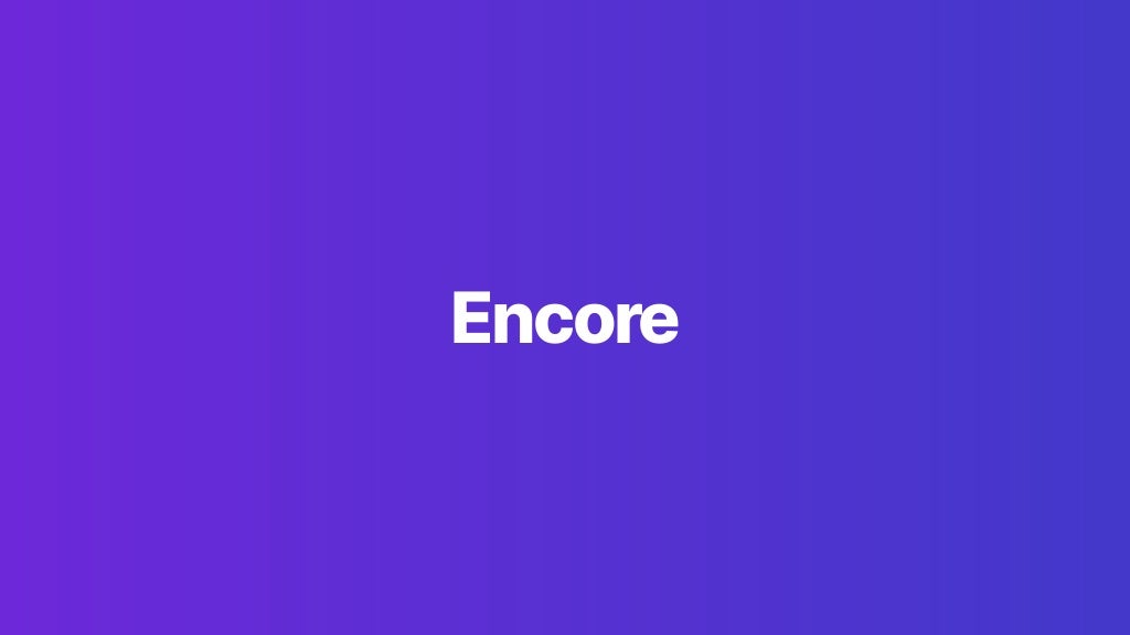 Cover slide of the Encore pitch deck