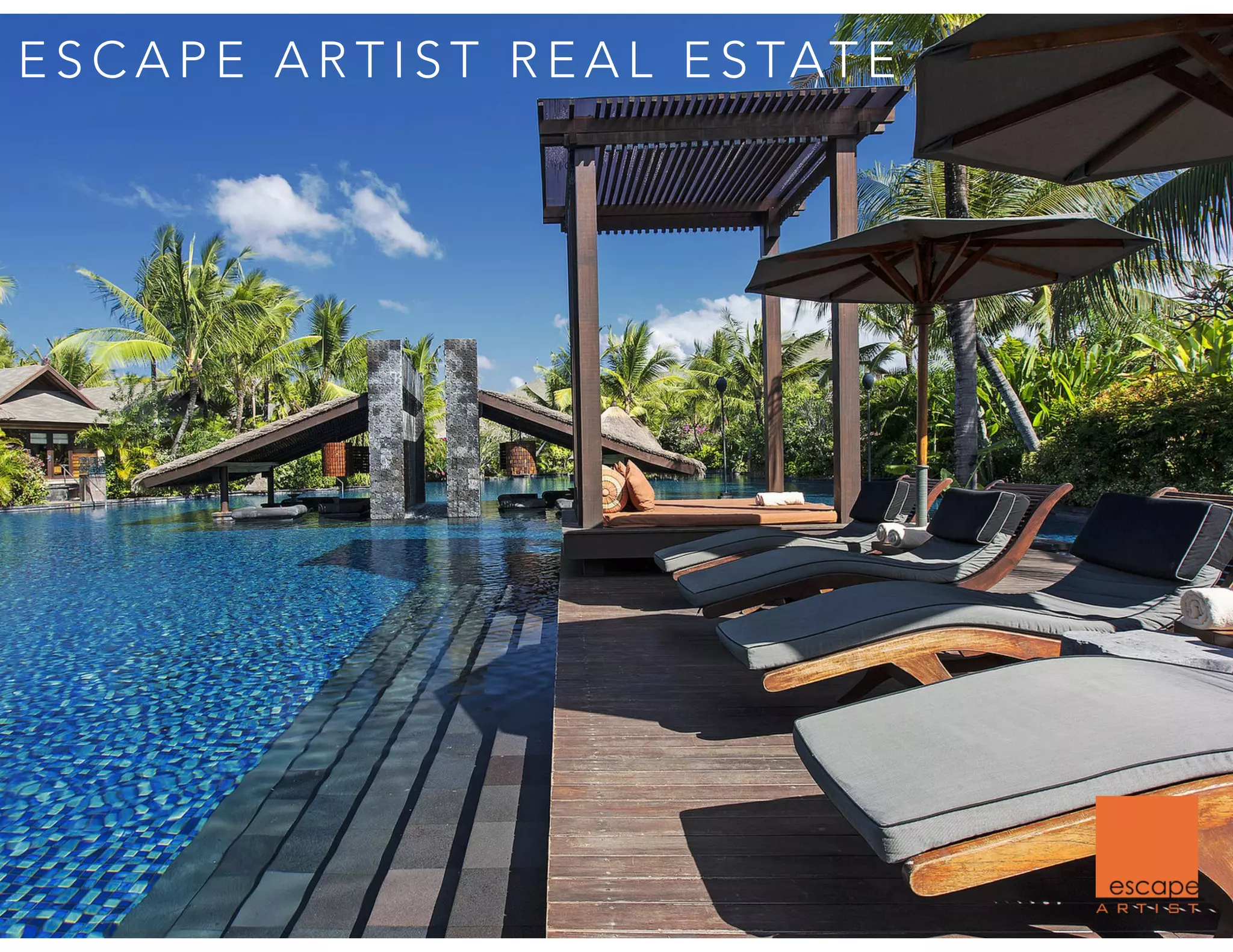 Cover slide of the Escape Artist Real Estate pitch deck