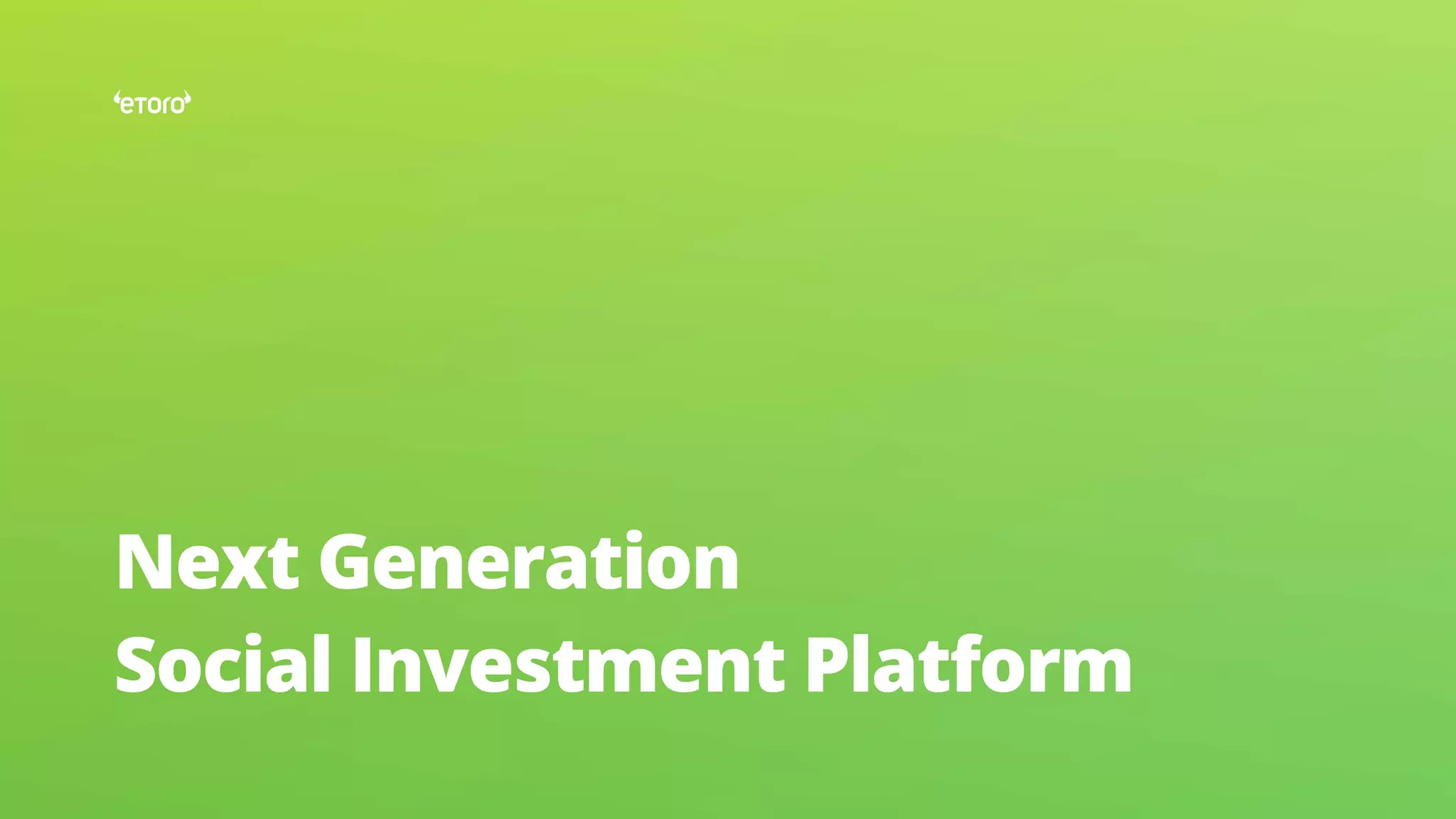 Cover slide of the eToro pitch deck — Public (via SPAC) 2021