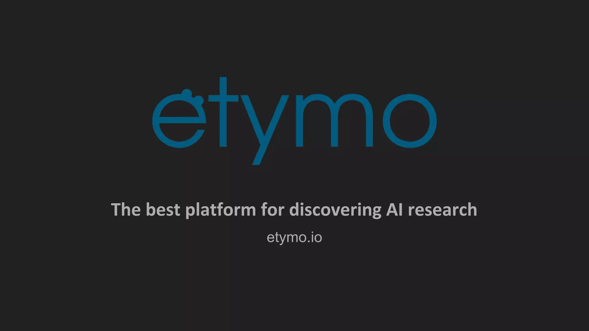 Cover slide of the Etymo pitch deck — Early Stage / Seed 2017