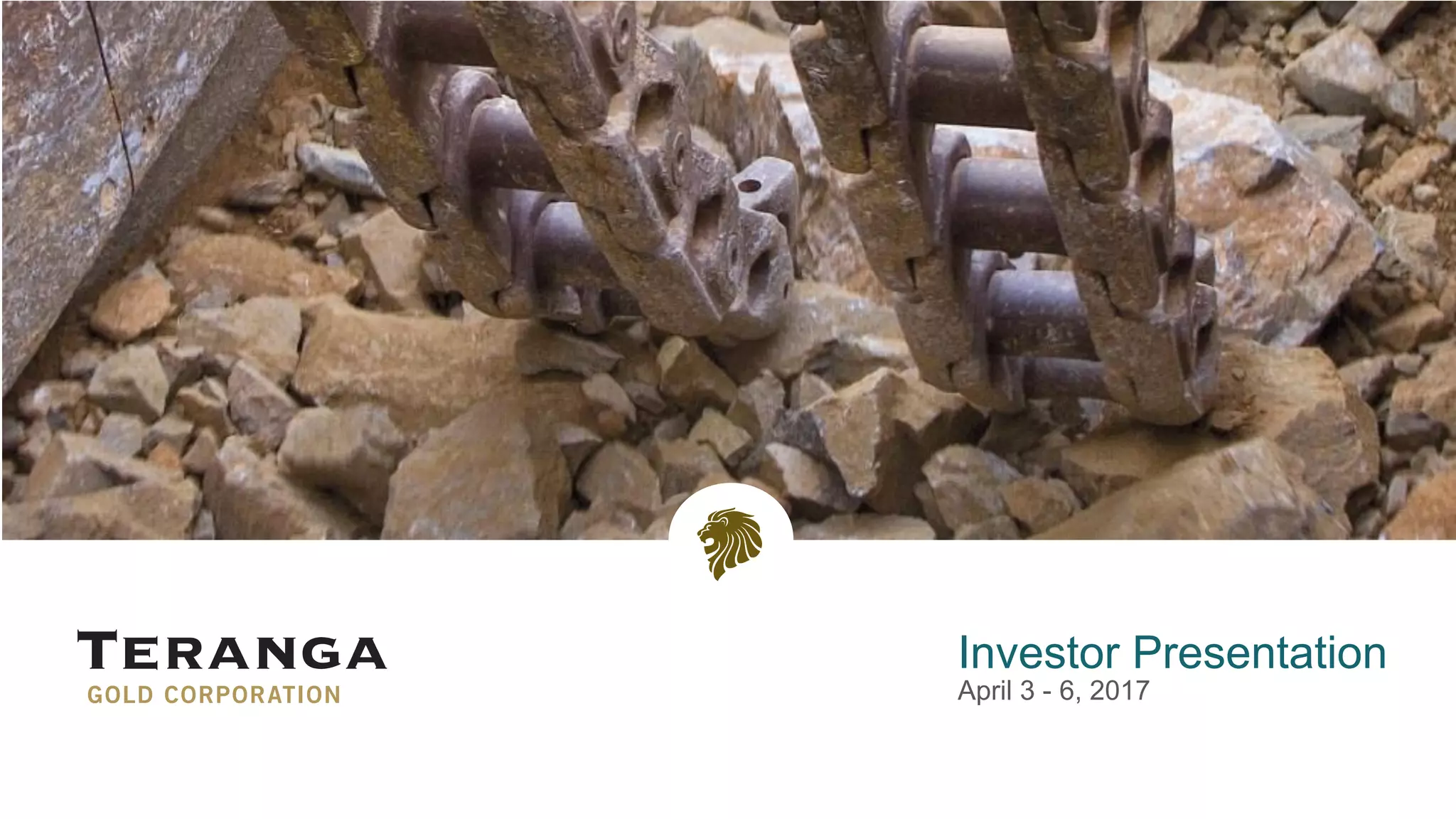 Cover slide of the Teranga Gold Corporation pitch deck — Public / Producing 2017