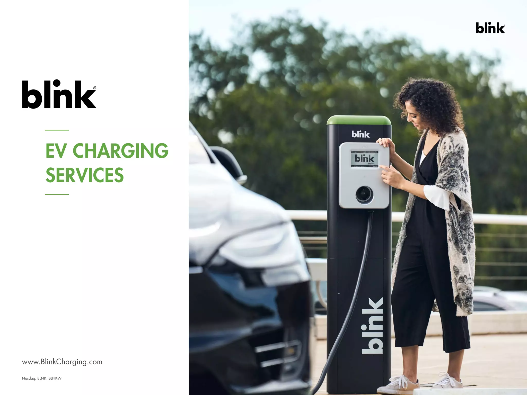 Cover slide of the Blink Charging pitch deck — Public (Nasdaq: BLNK) 2020