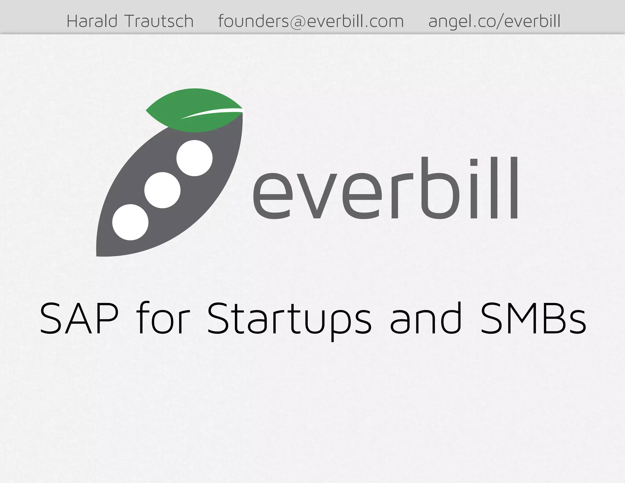 Cover slide of the everbill pitch deck — Seed (Accelerator)