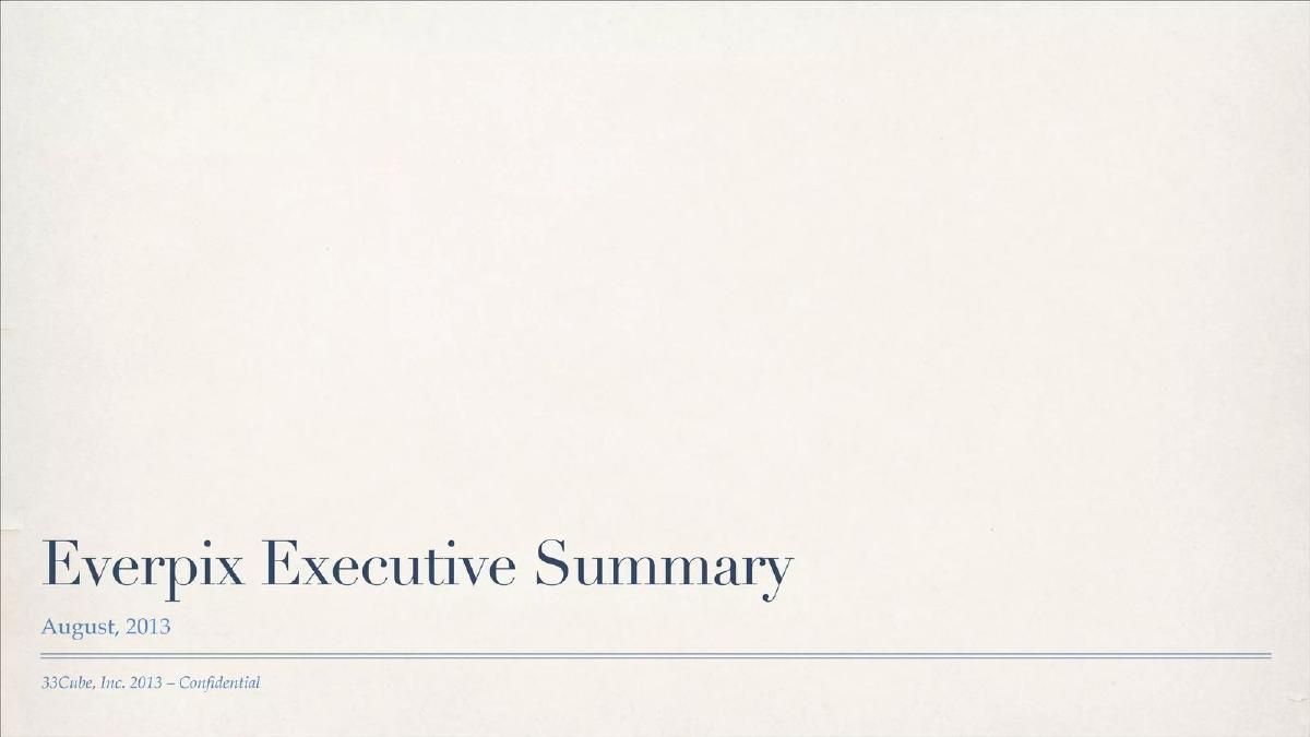 Cover slide of the Everpix Pitch Deck Teardown pitch deck