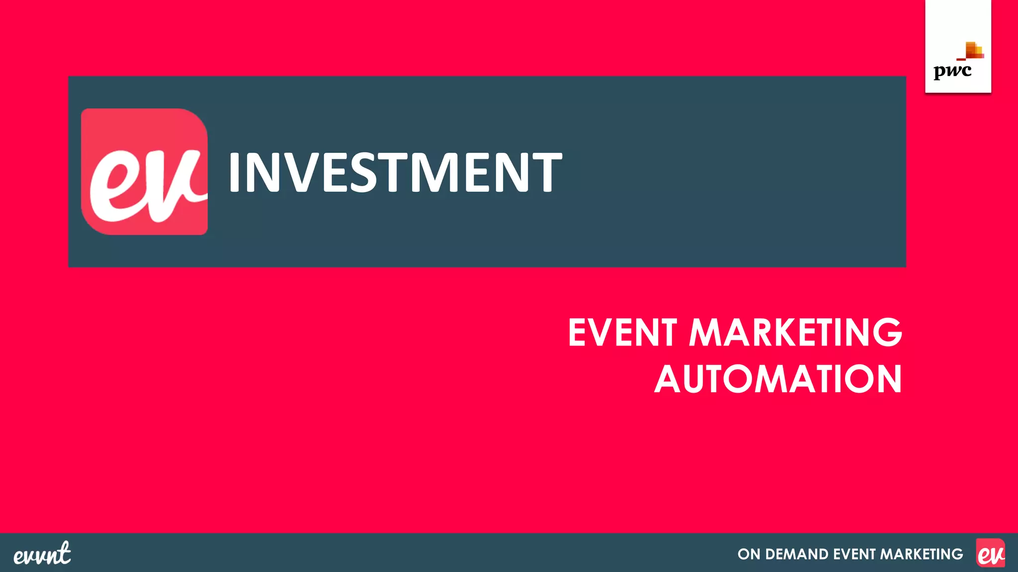 Cover slide of the Evvnt inc pitch deck — Growth / Series A 2019