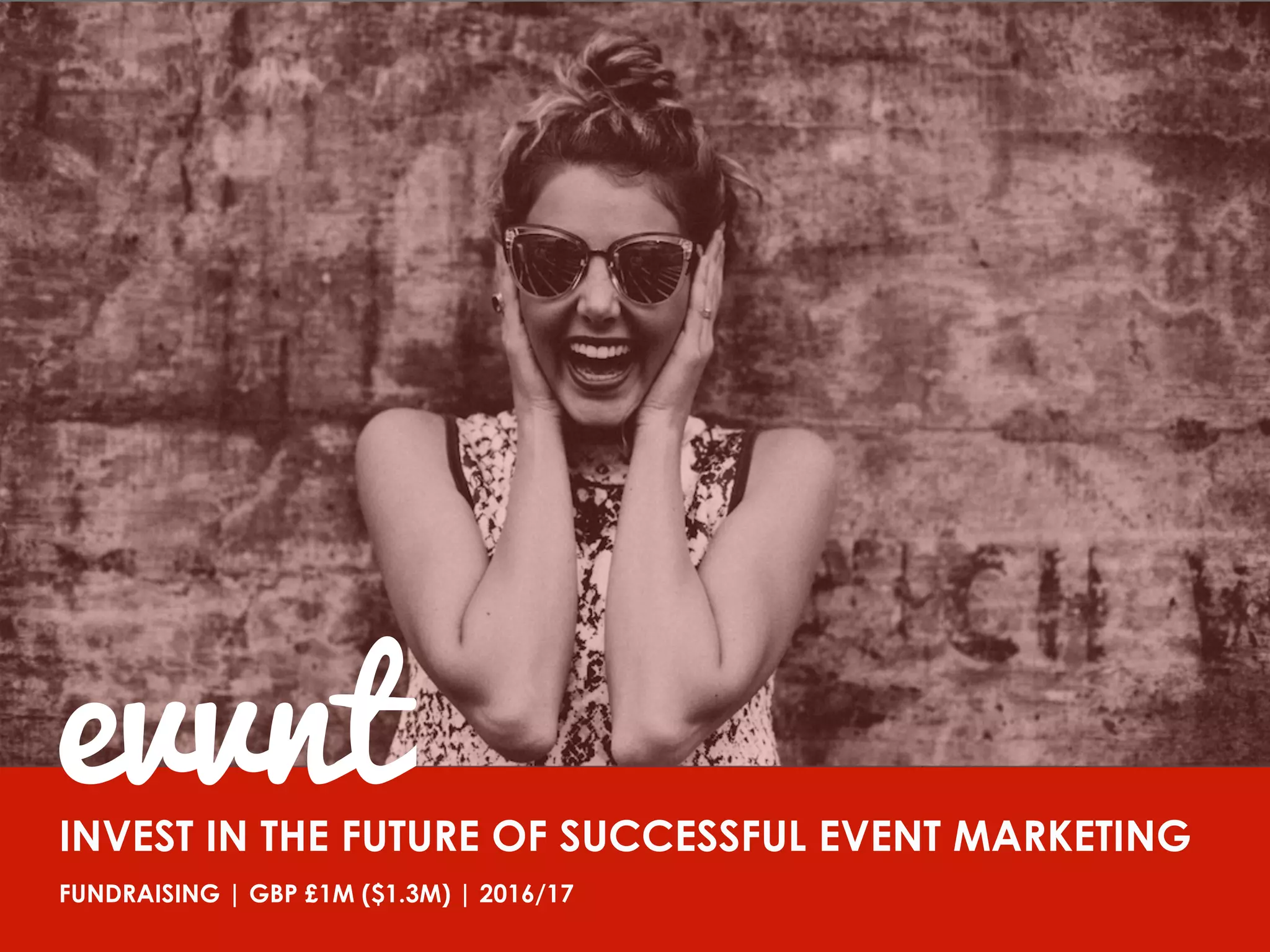 Cover slide of the Evvnt pitch deck — Growth / Series A 2016