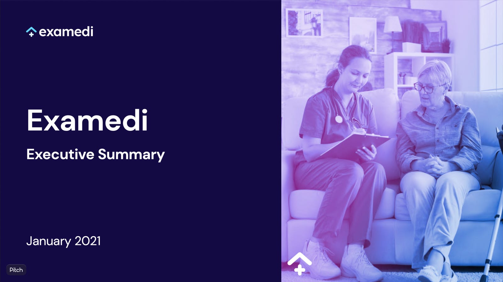 Cover slide of the Examedi pitch deck — Series A 2022