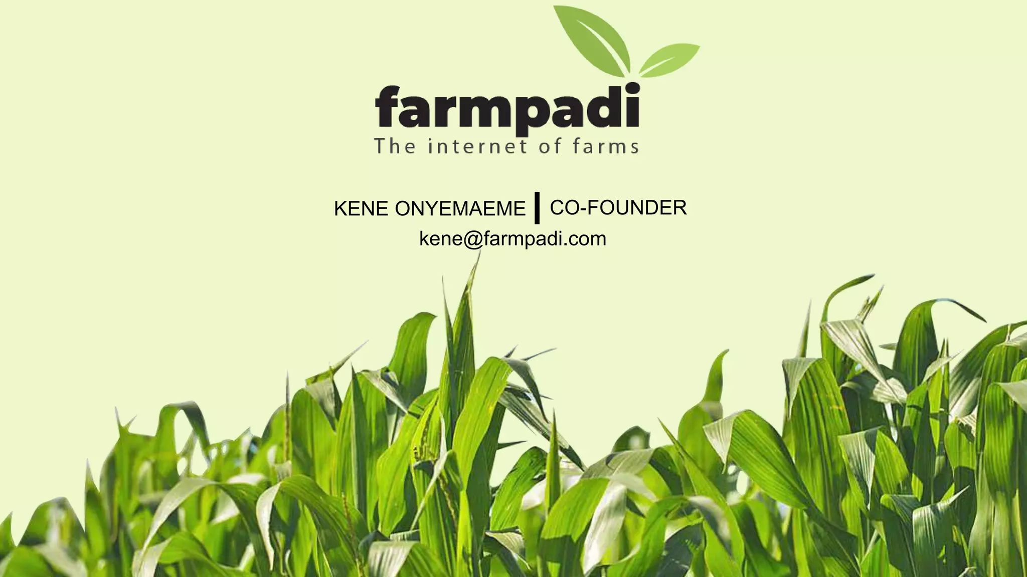 Cover slide of the Farmpadi pitch deck