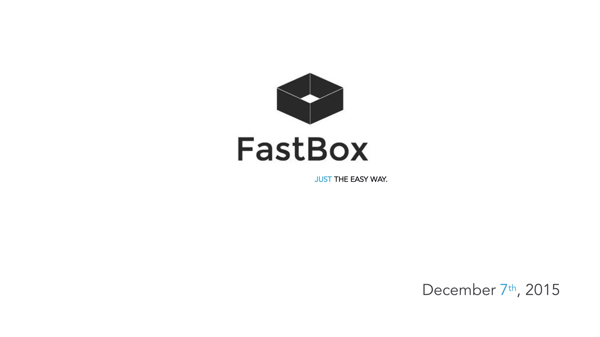 Cover slide of the FastBox pitch deck — 2015