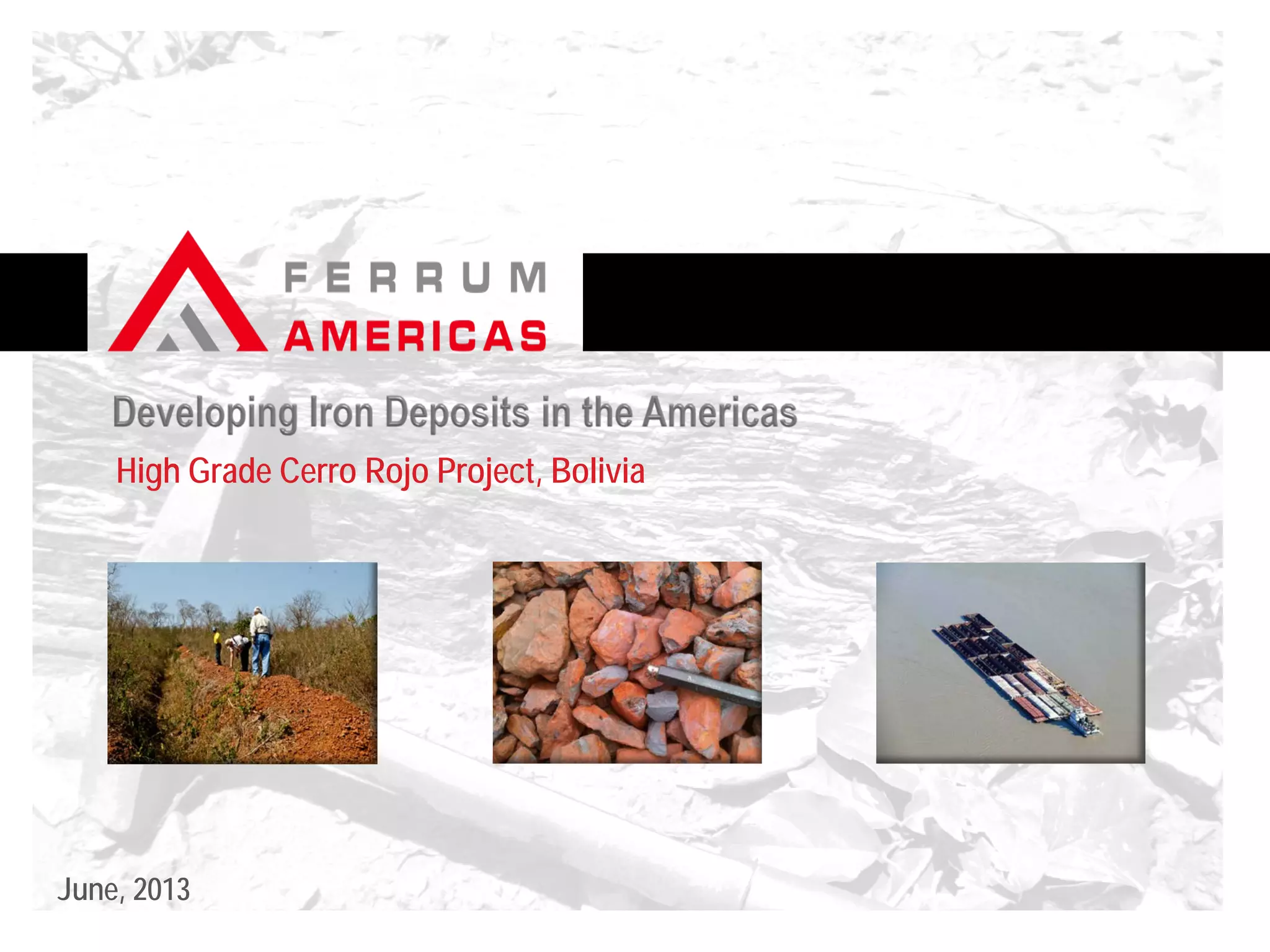 Cover slide of the Ferrum Americas pitch deck