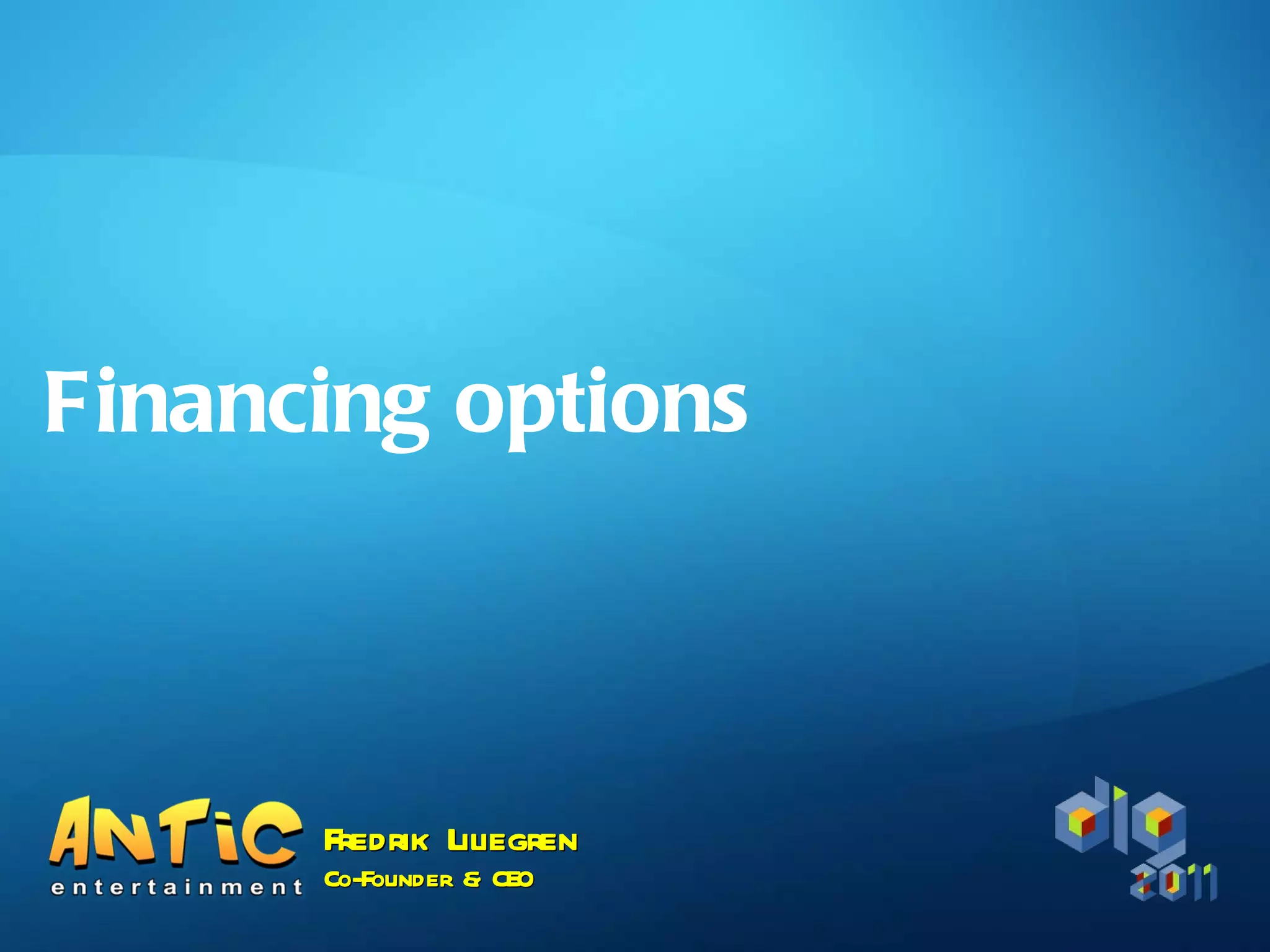 Cover slide of the Antic Entertainment pitch deck — 2011