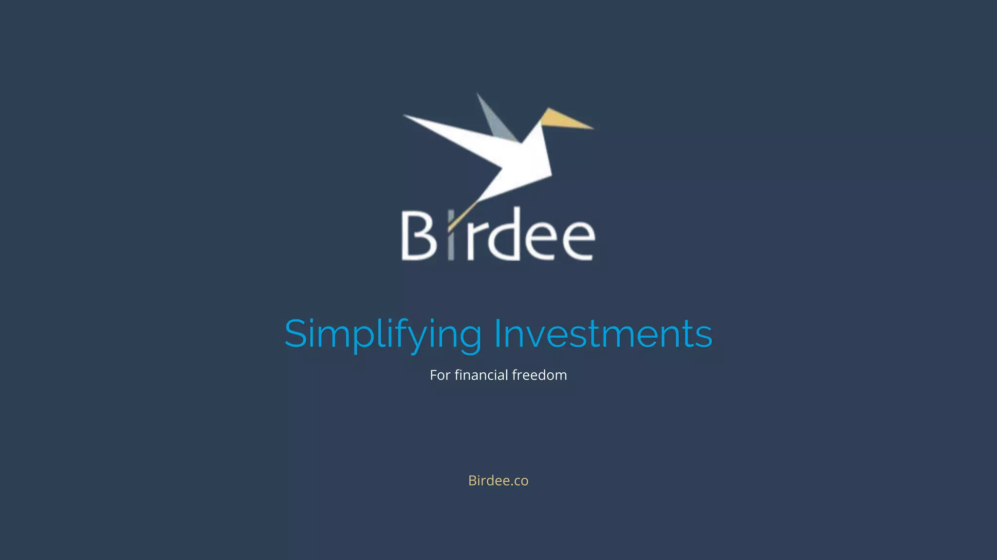 Cover slide of the Birdee Pitch Deck Teardown pitch deck