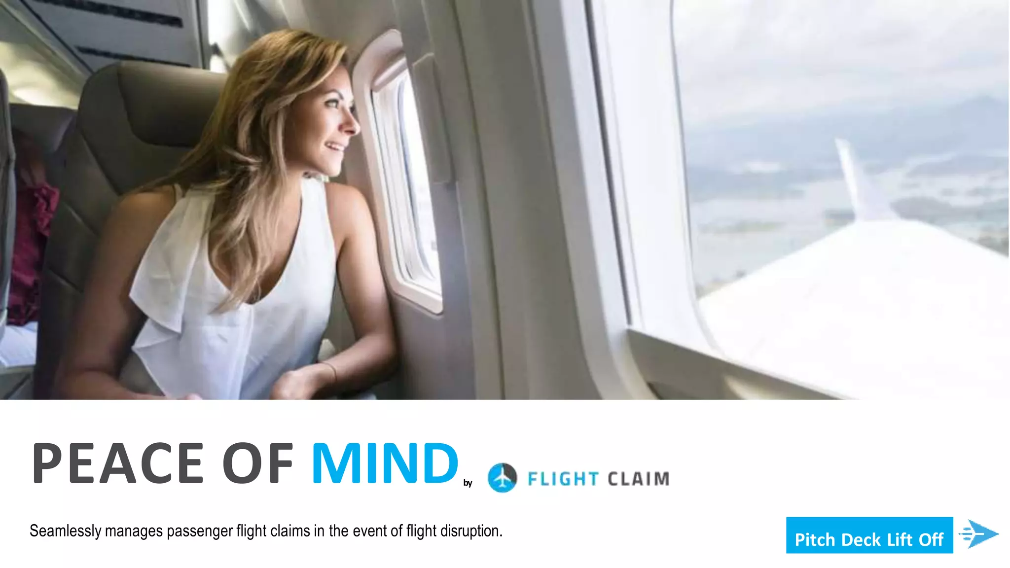 Cover slide of the FlightClaim pitch deck — Unknown (Post-Pivot) 2023
