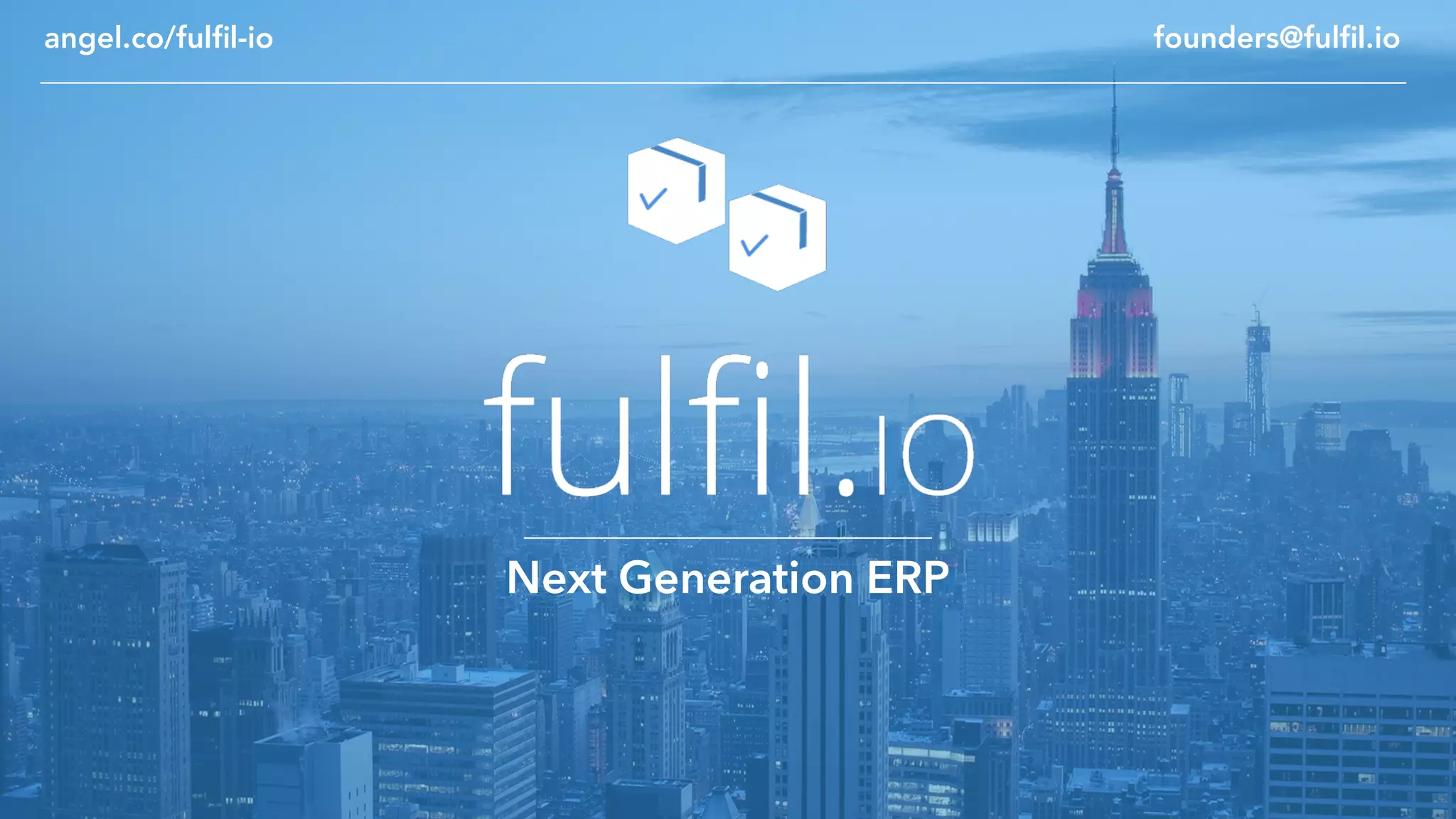 Cover slide of the Fulfil.io pitch deck — 2016