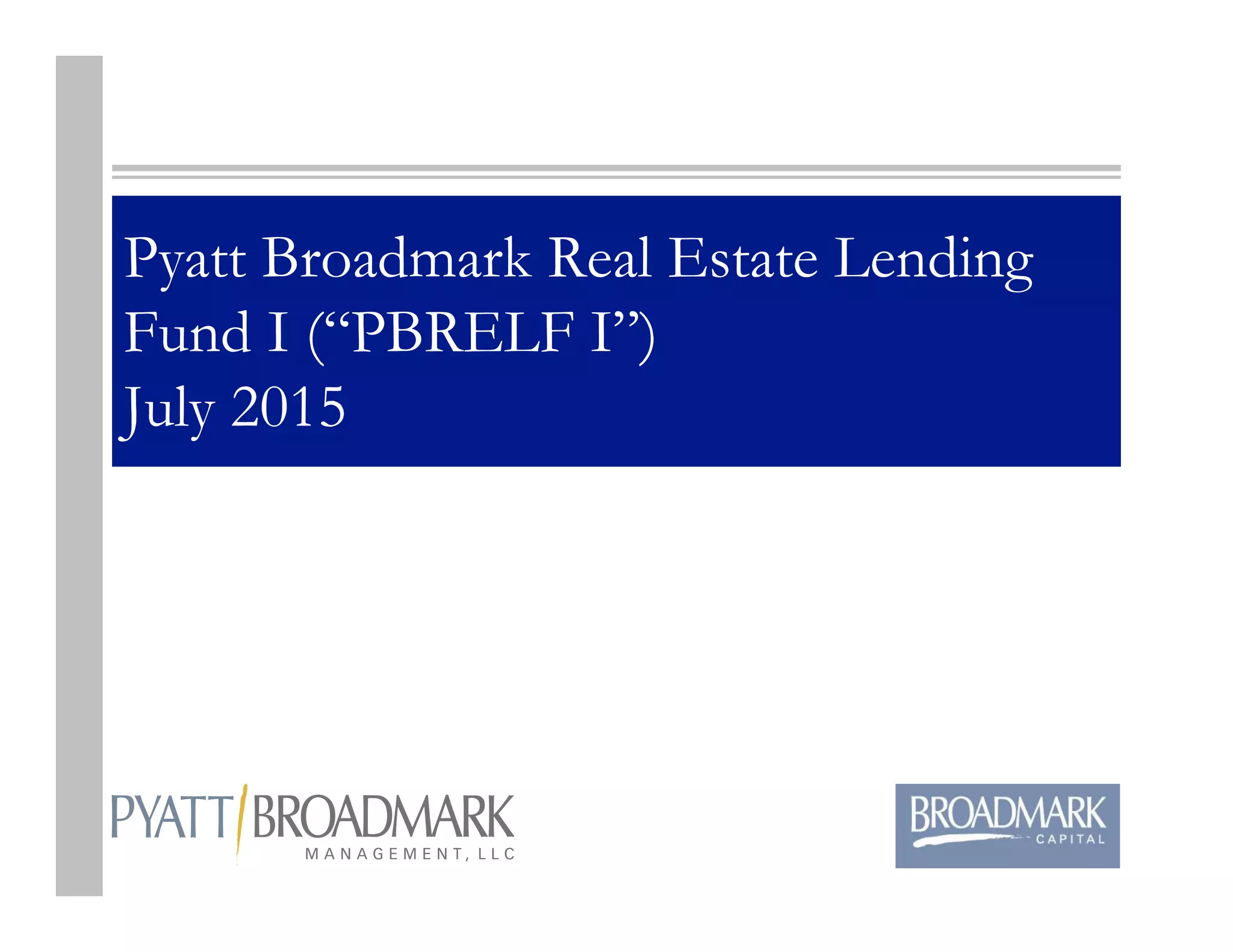 Cover slide of the Pyatt Broadmark Pitch Deck Teardown pitch deck