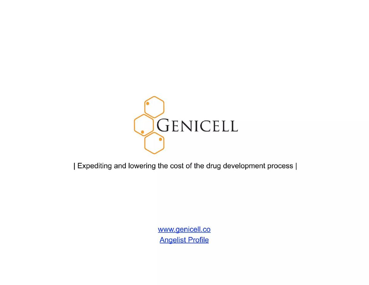 Cover slide of the Genicell Pitch Deck Teardown pitch deck