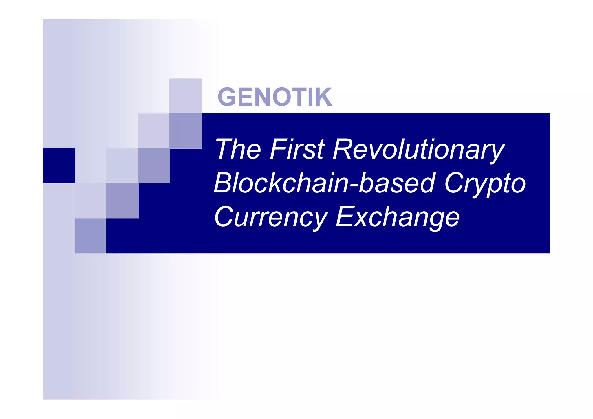 Cover slide of the Genotik pitch deck — Seed 2017