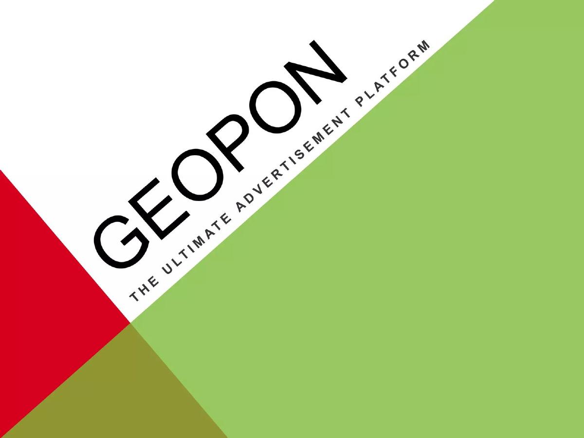 Cover slide of the GEOPON pitch deck — 2014