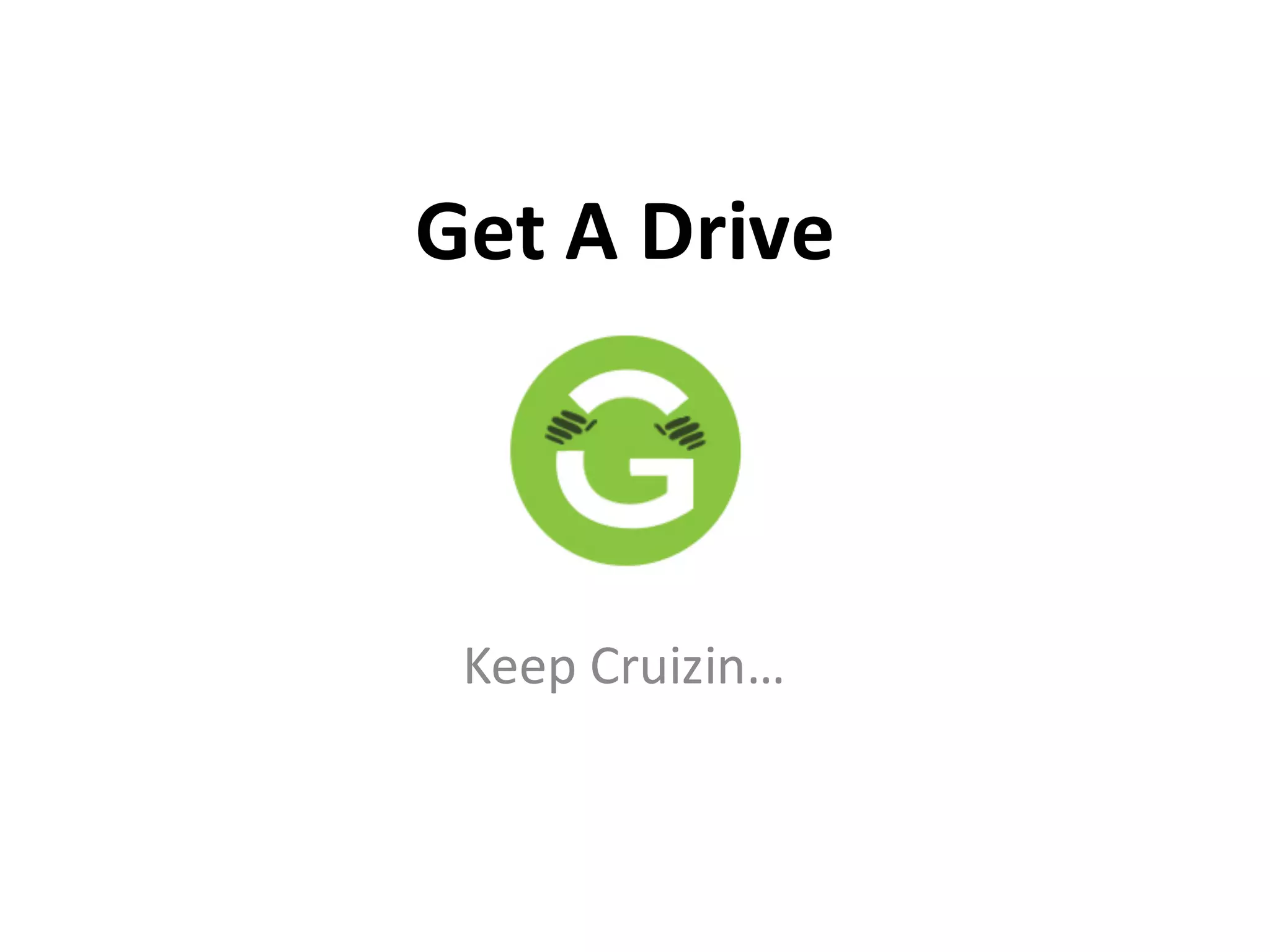 Cover slide of the Get A Drive pitch deck