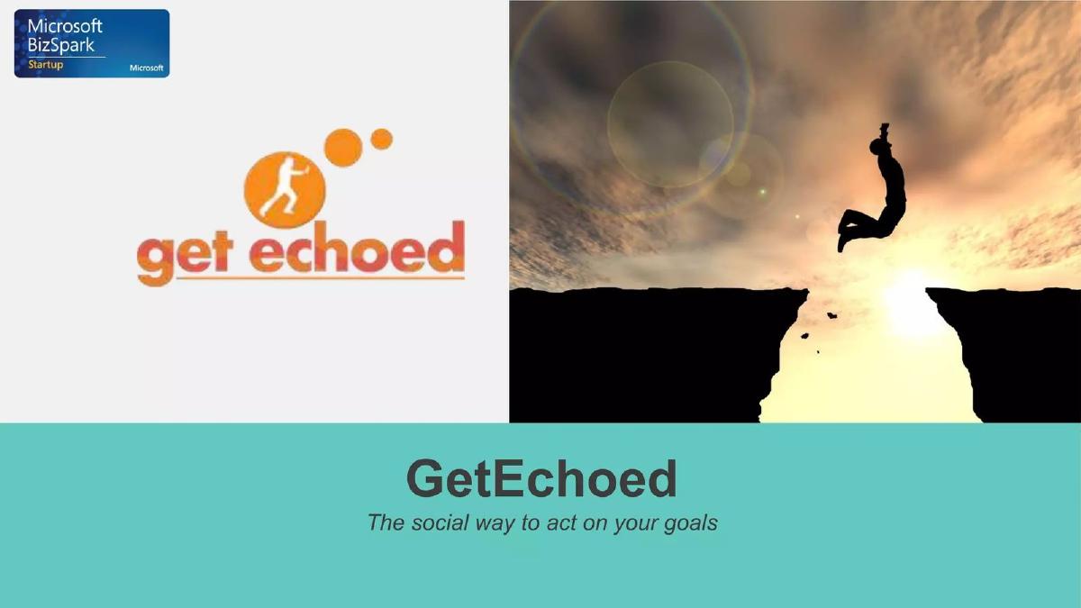 Cover slide of the GetEchoed pitch deck — Early Stage / Seed