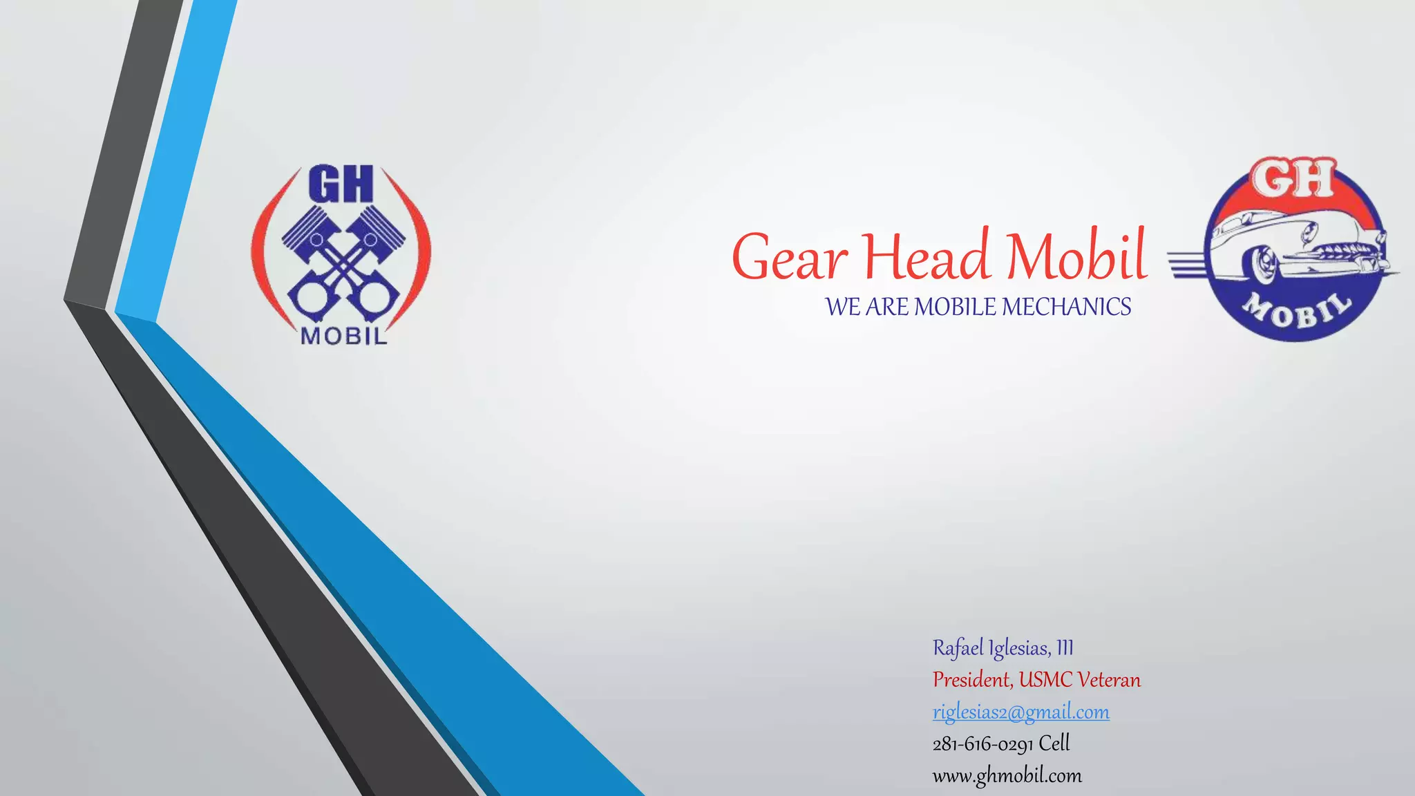 Cover slide of the GH Mobil (Gear Head Mobil) pitch deck — Seed 2017