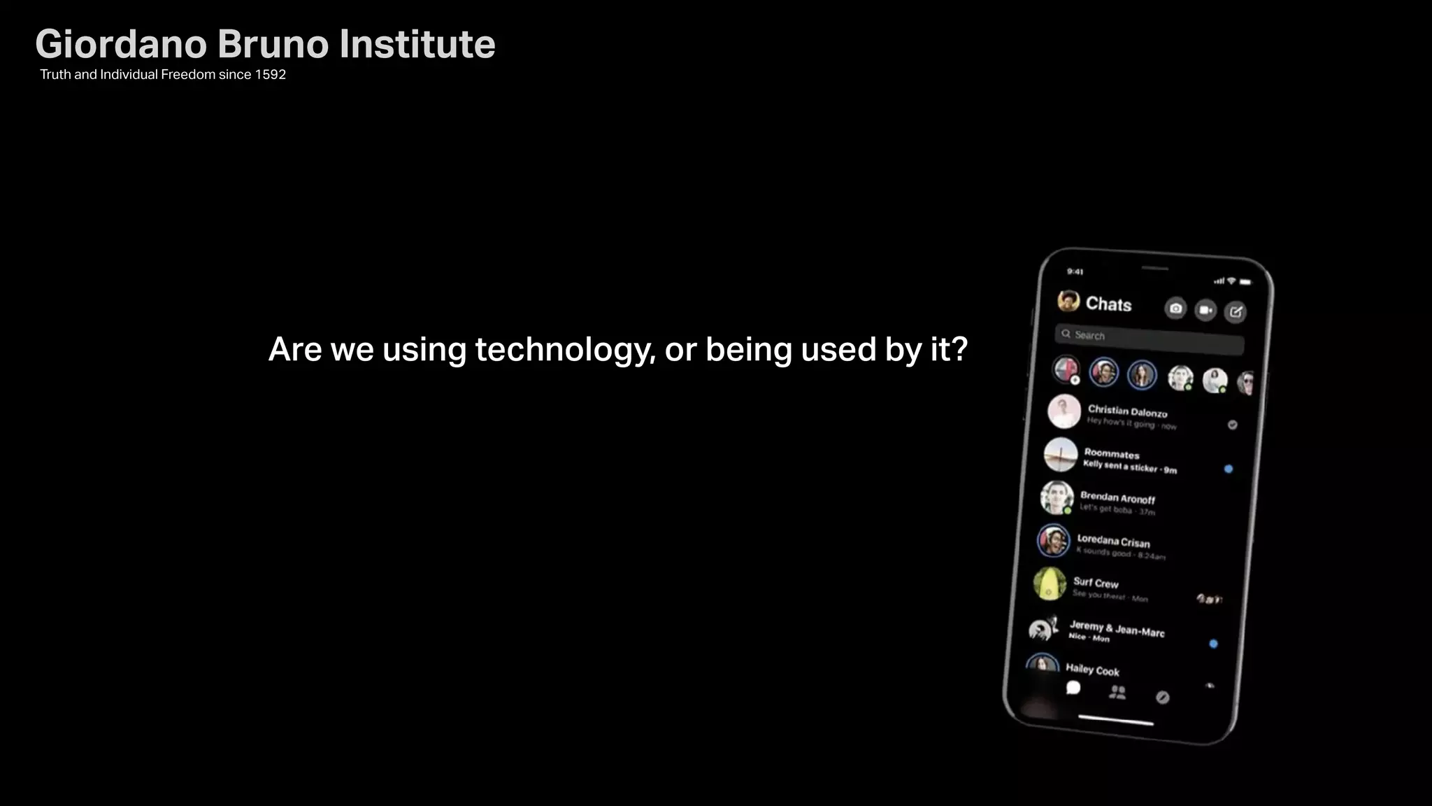 Cover slide of the Giordano Bruno Institute pitch deck — Seed / Concept 2020