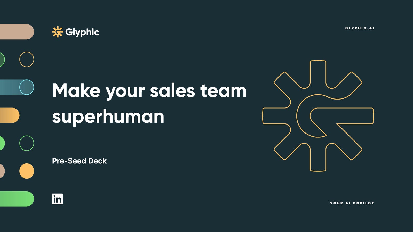 Cover slide of the Glyphic AI pitch deck — Pre-seed 2024