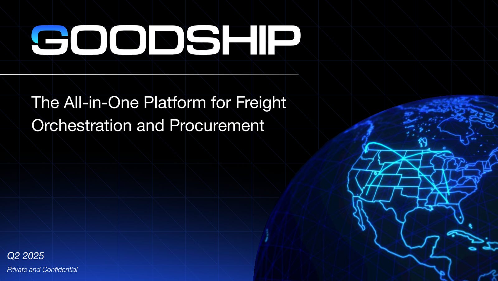 Cover slide of the GoodShip pitch deck — Series B 2024