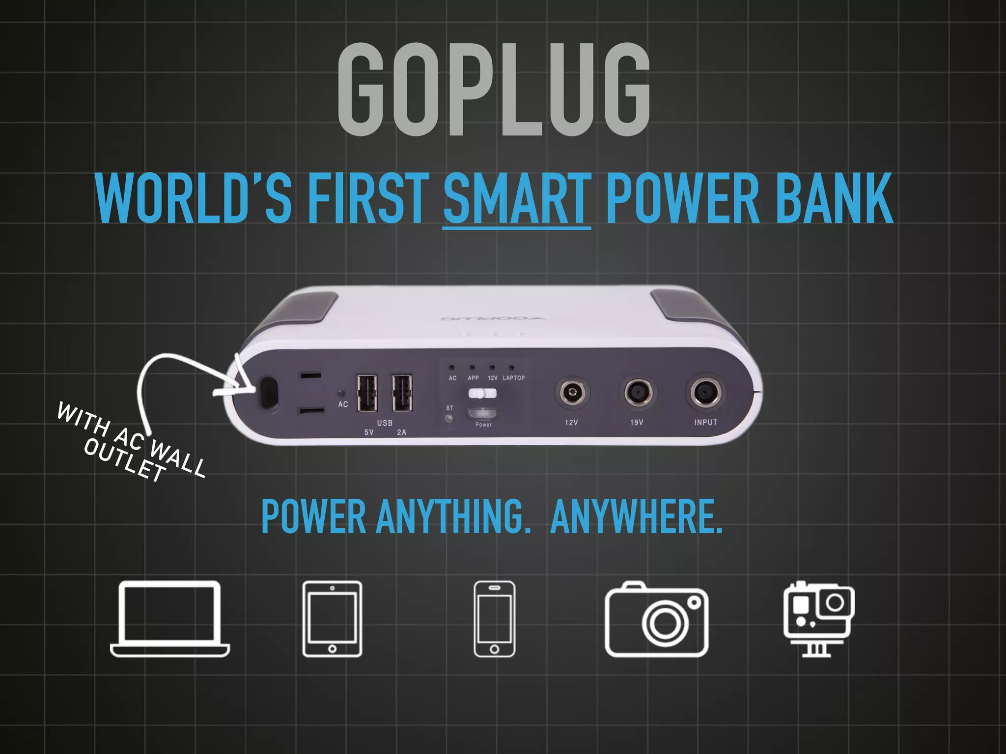 Cover slide of the GoPlug pitch deck — 2016