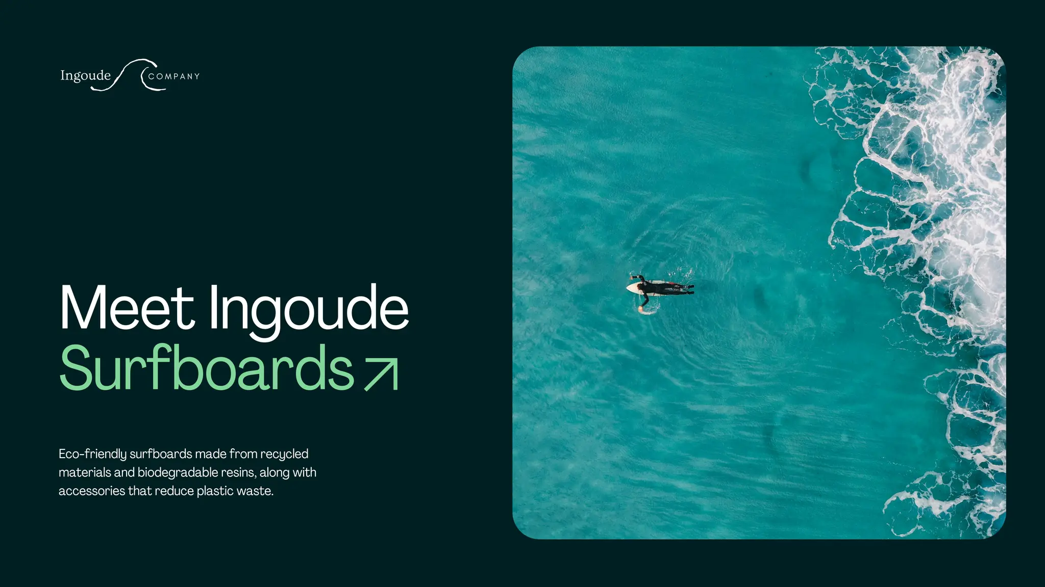 Cover slide of the Ingoude Surfboards pitch deck — Seed 2025