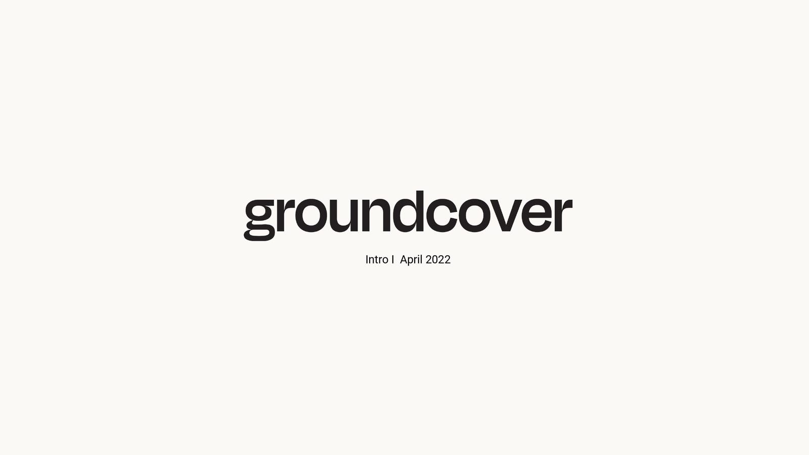 Cover slide of the Groundcover pitch deck — Series A 2024