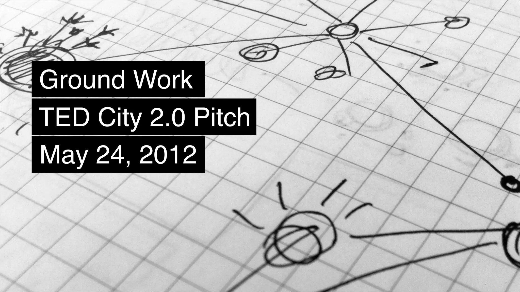 Cover slide of the GroundWORK pitch deck — Concept / Pilot 2012