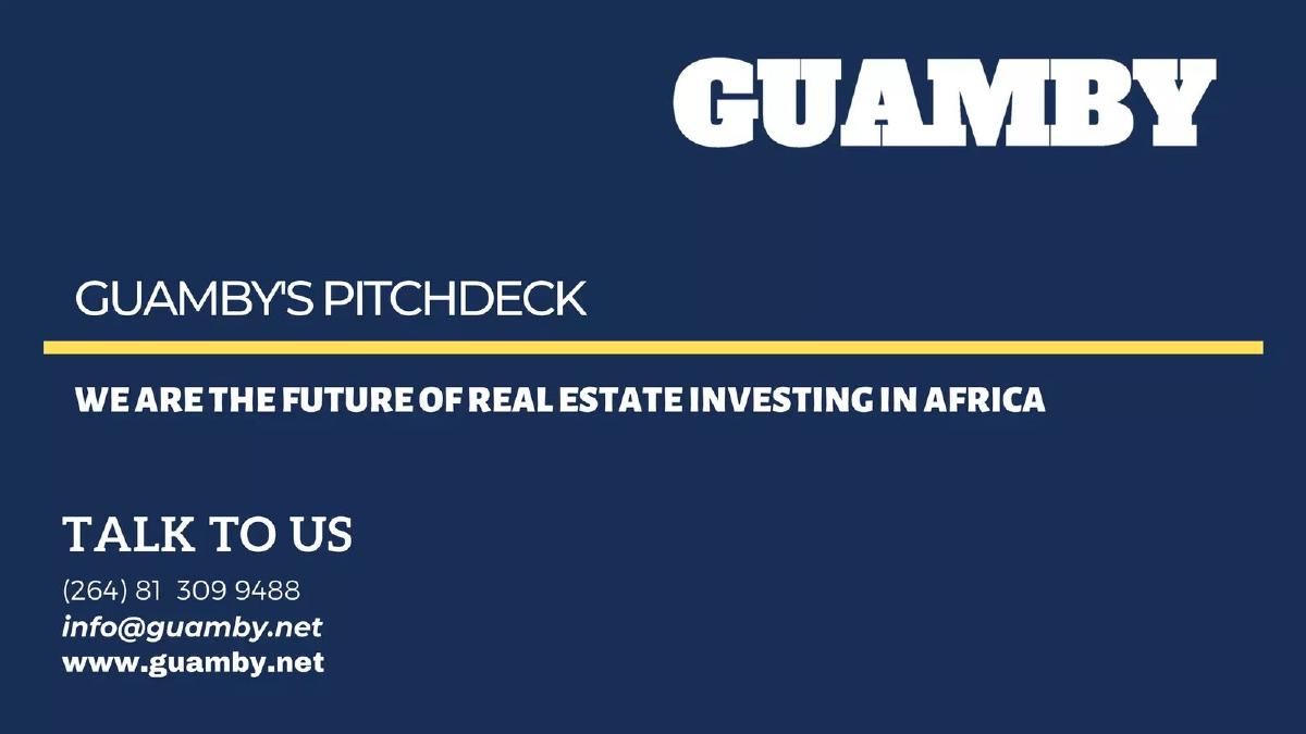 Cover slide of the Guamby pitch deck — Seed 2020