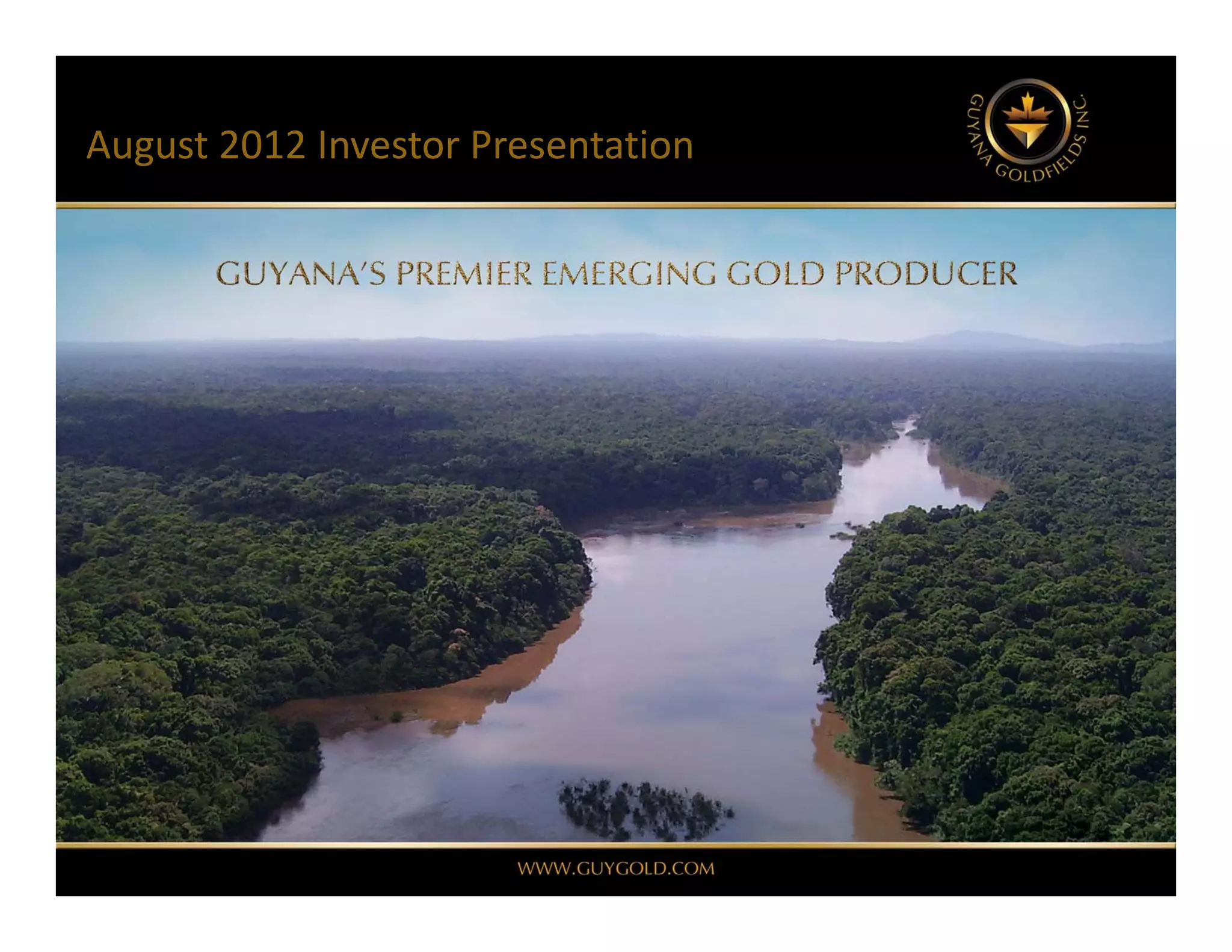 Cover slide of the Guyana Goldfields Pitch Deck Teardown pitch deck
