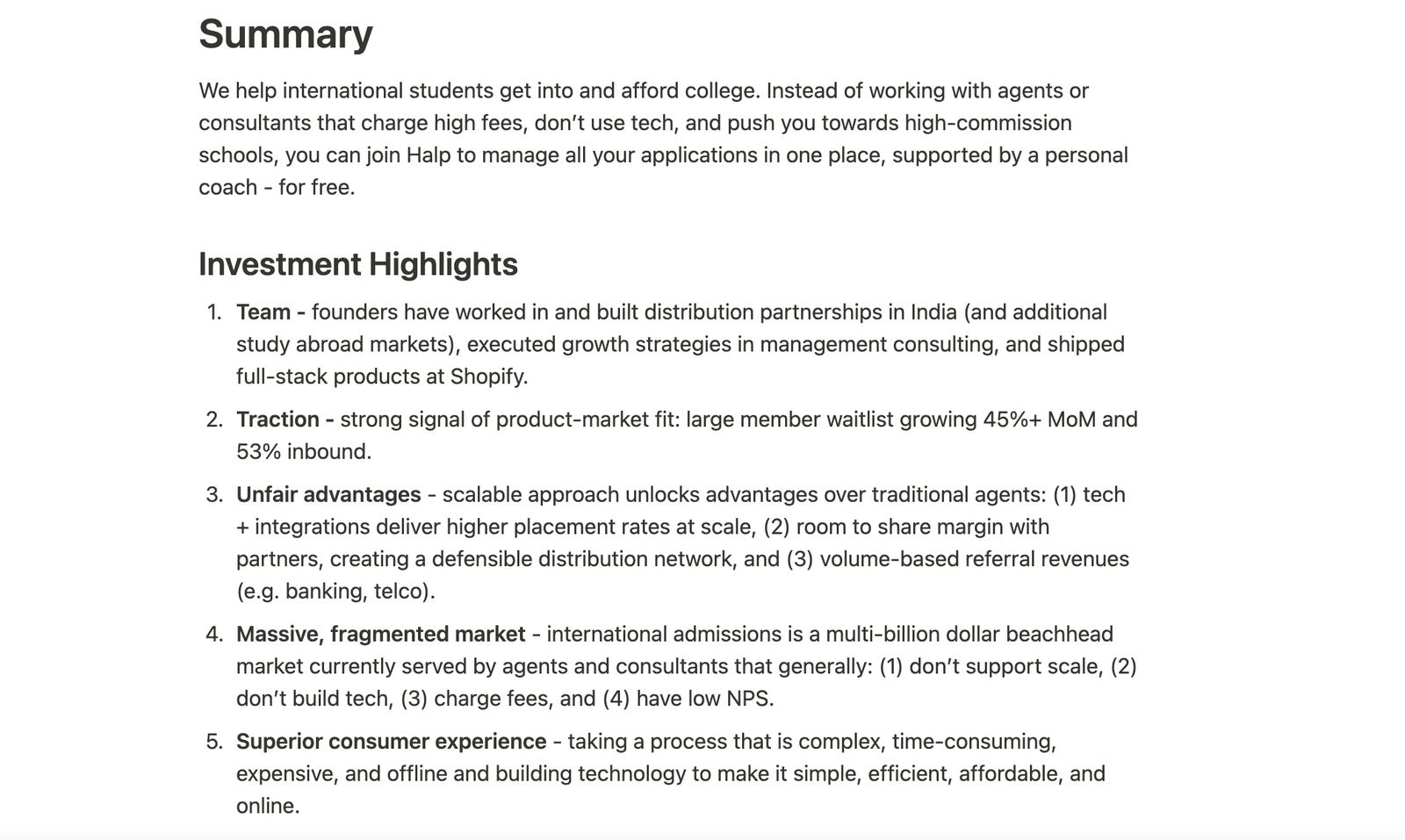 Cover slide of the Halp pitch deck — Seed 2024
